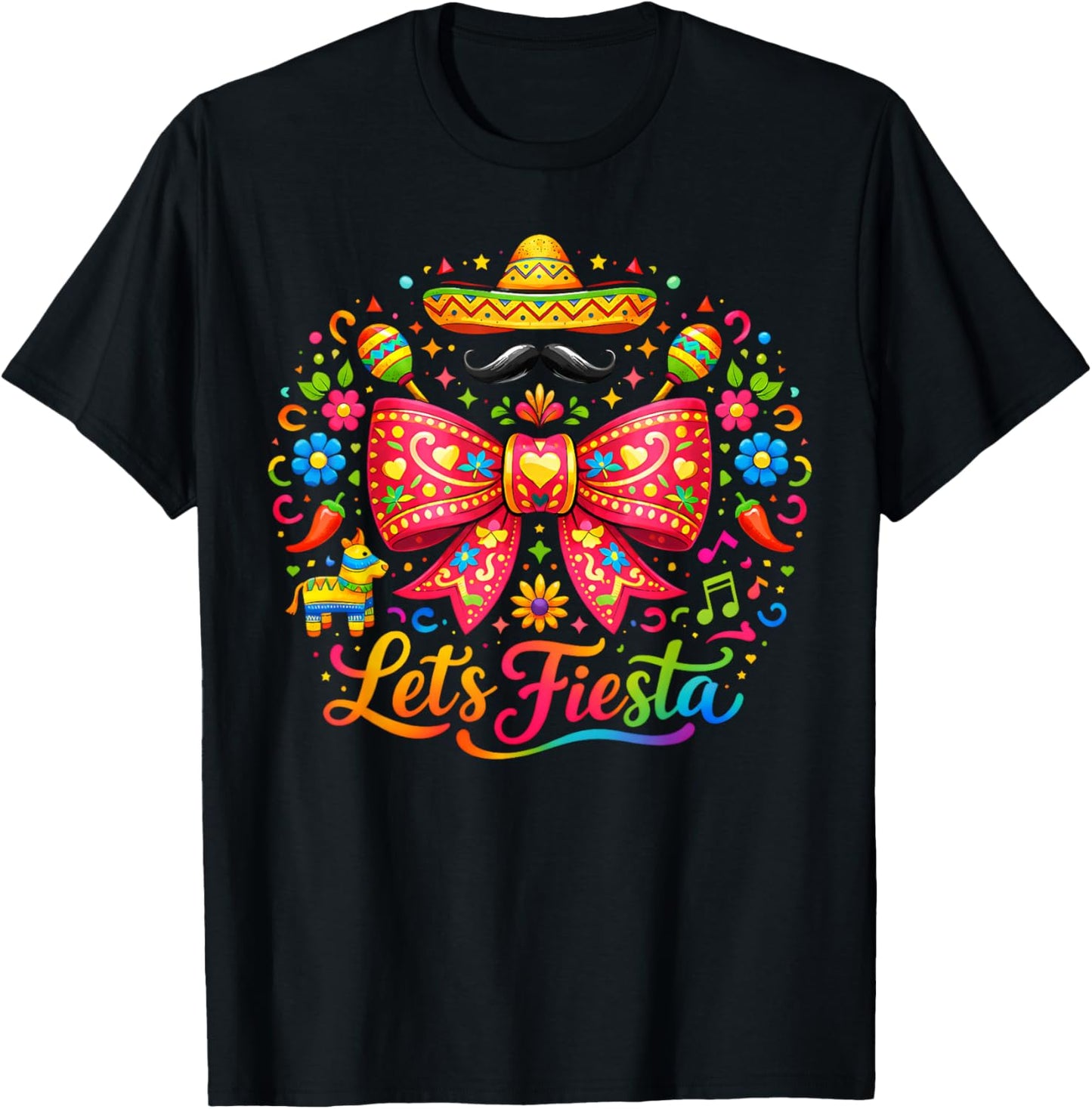 Lets Fiesta Cinco De Mayo Preppy Mexican Fiesta Girls Kids T-Shirt - T-Shirt | Black