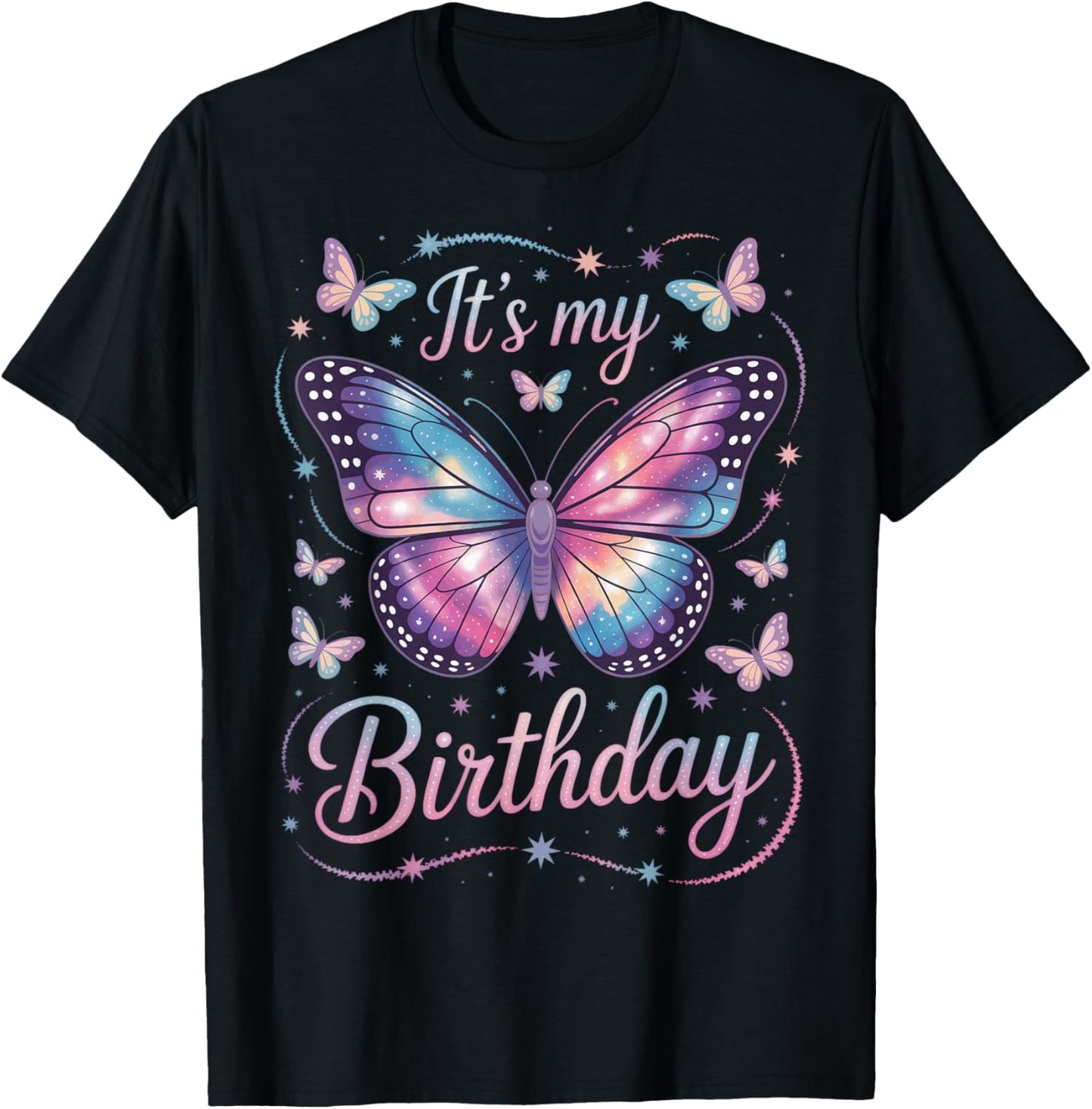 Its My Birthday Butterfly Graphic for Party Guests T-Shirt - T-Shirt | Black