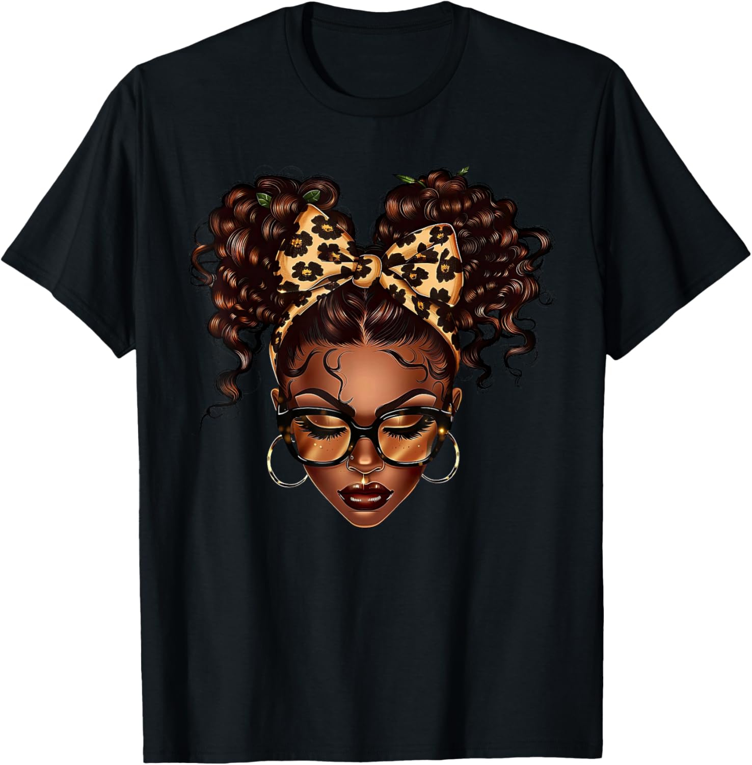 Coquette Bow Leopard Queen Black Woman African Black History T-Shirt - T-Shirt | Black
