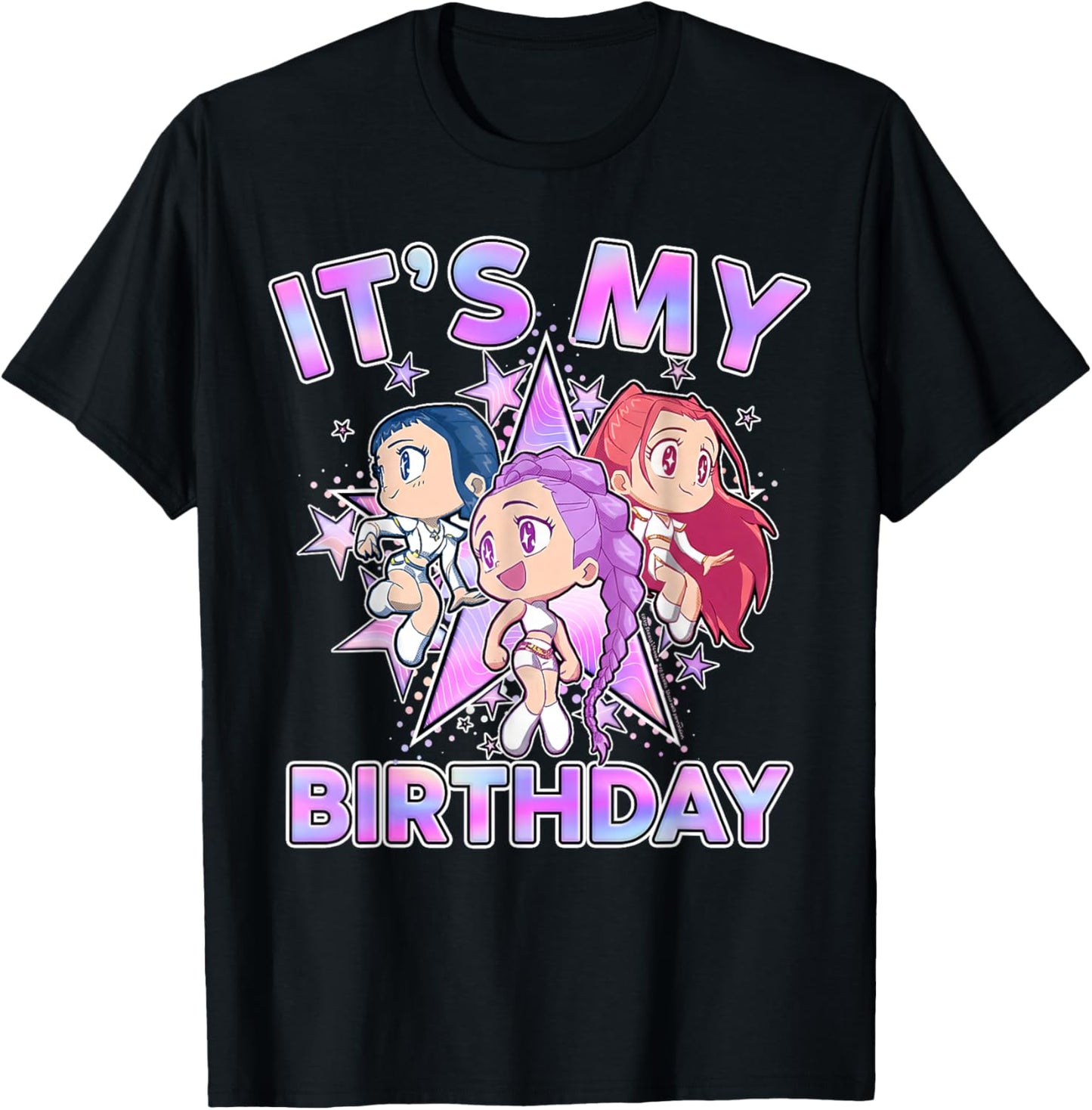 It's My Birthday Cute Chibi Matching Birthday Girl Party T-Shirt - T-Shirt | Black