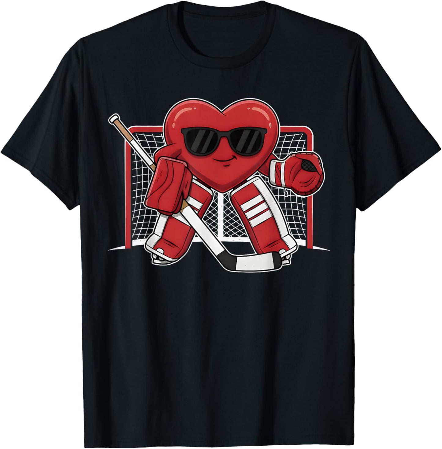 Valentines Day Heart Ice Hockey Goalie Men Boys Kids T-Shirt - T-Shirt | Black