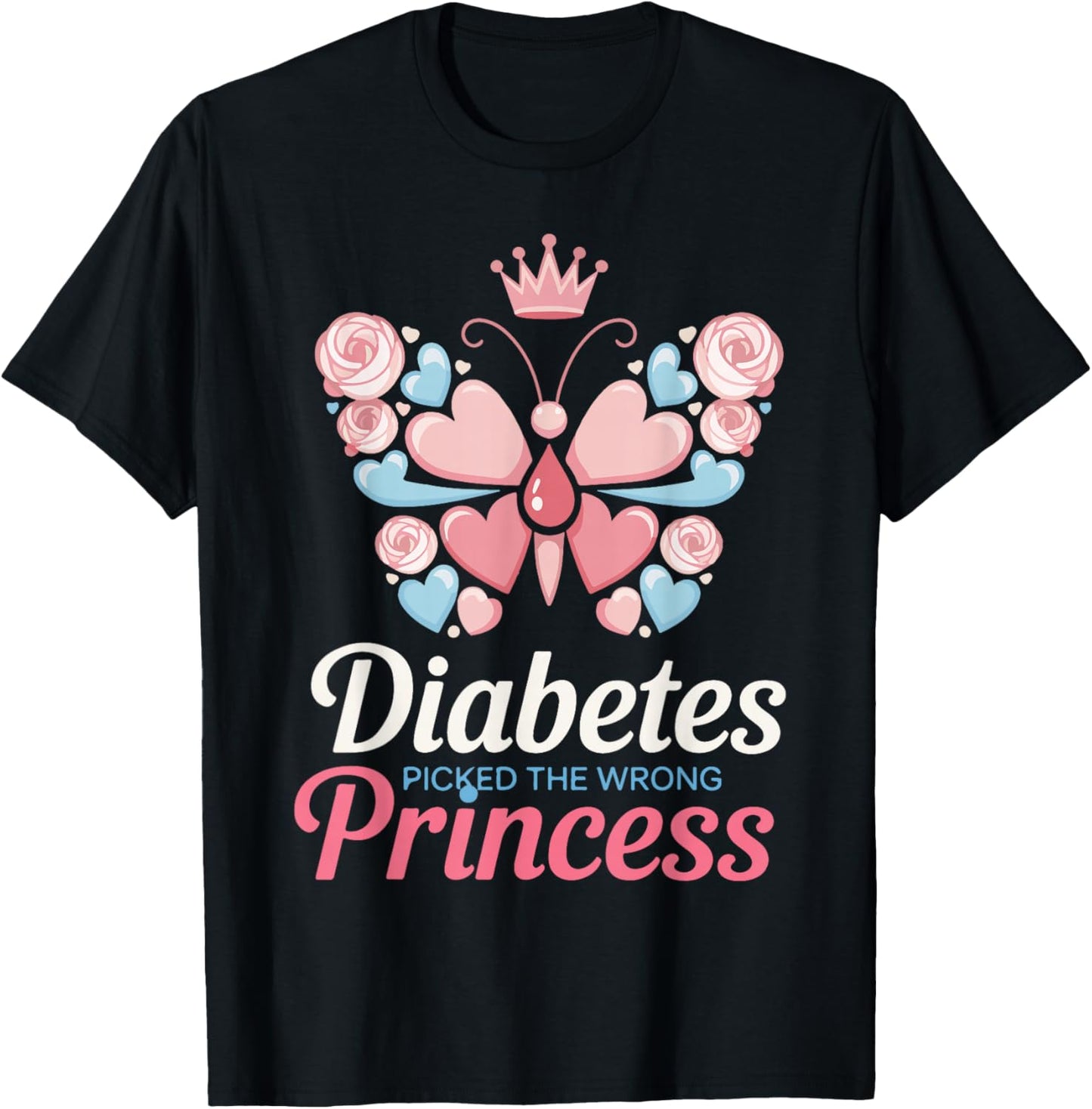 Diabetes Picked The Wrong Princess,Type 1 Diabetes Awareness T-Shirt - T-Shirt | Black