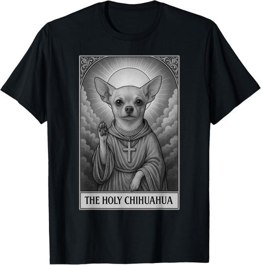 Chihuahua Tarot Card Vintage The Holy Chihuahua Dog Humor T-Shirt - T-Shirt | Black