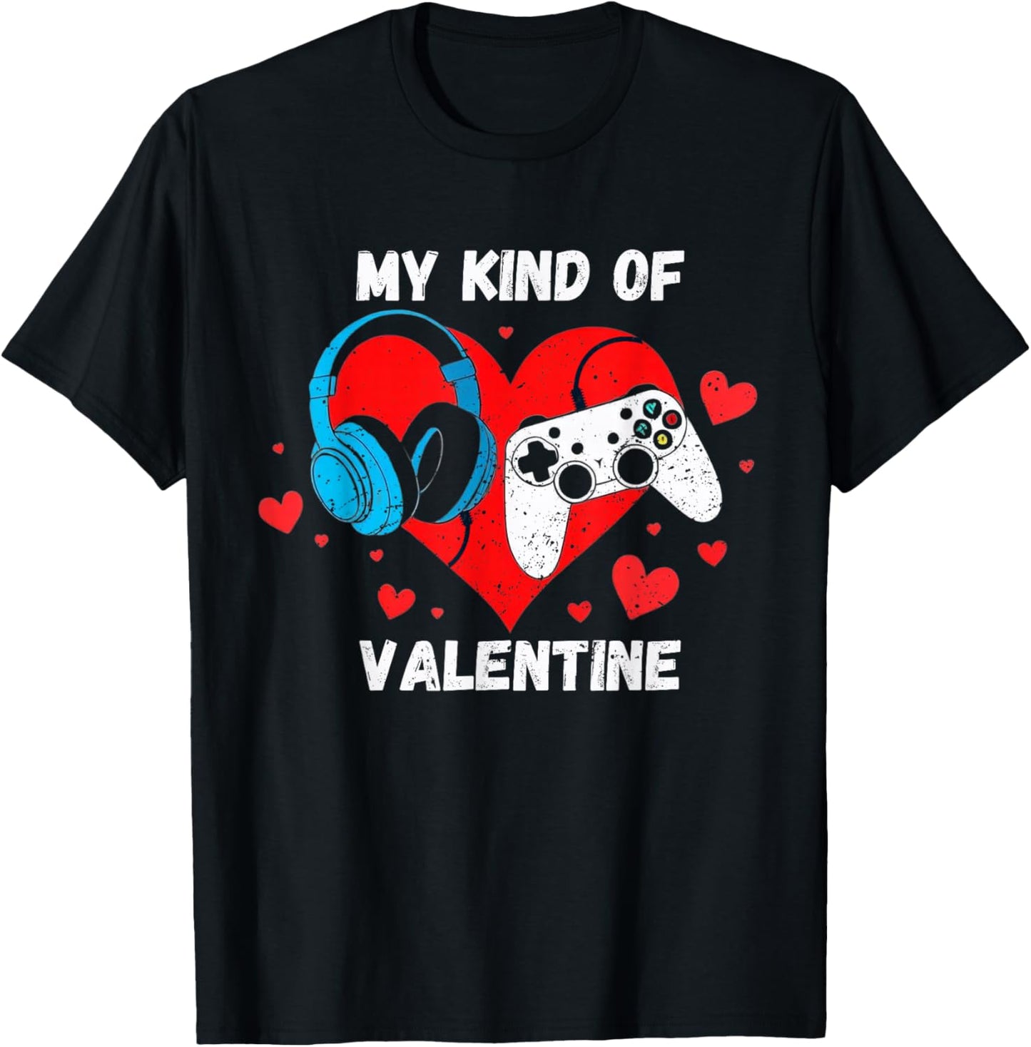 Valentines Day Gamer Heart Gaming Boys Kids Men Youth Teen T-Shirt - T-Shirt | Black