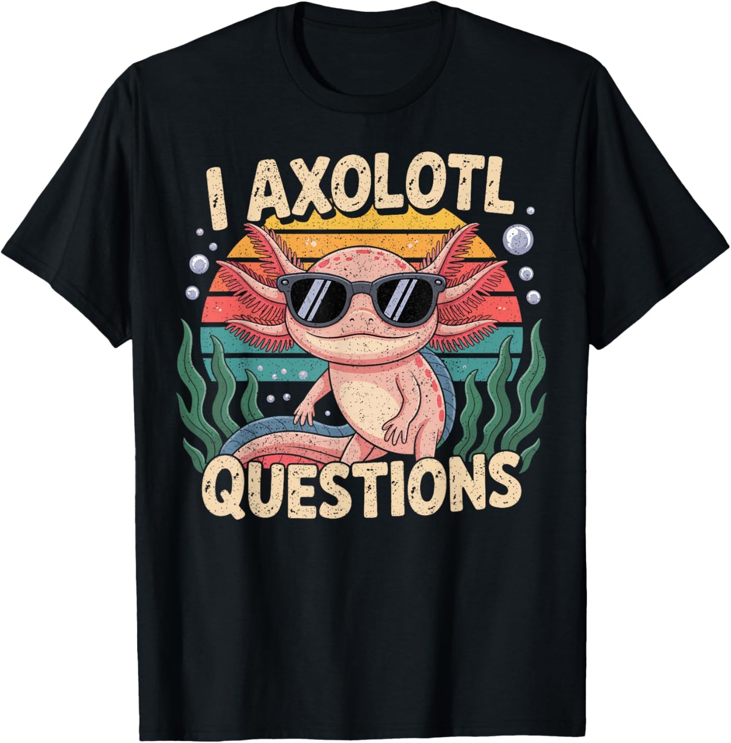 I Axolotl Questions Adults Youth Kids Retro Axolotl T-Shirt - T-Shirt | Black