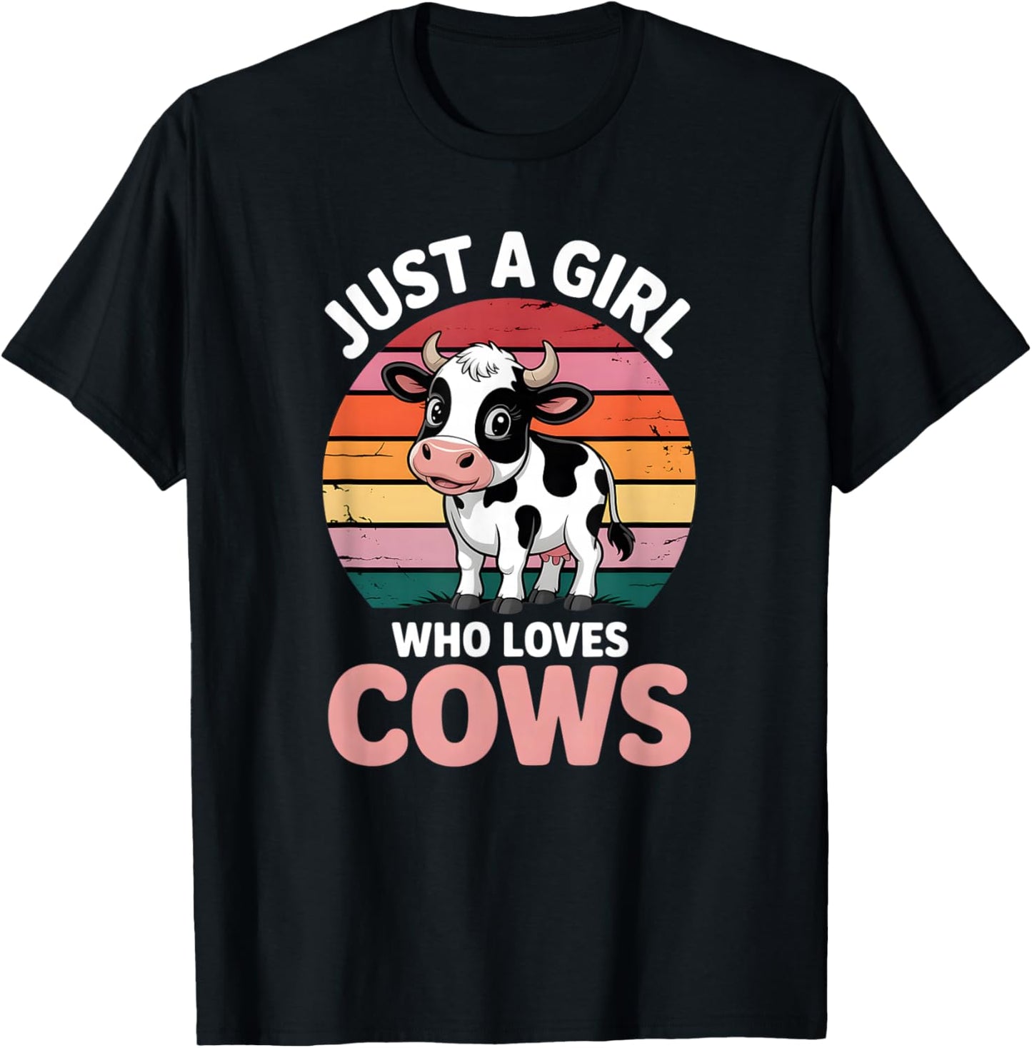 Girls Cow T-Shirt - T-Shirt | Black
