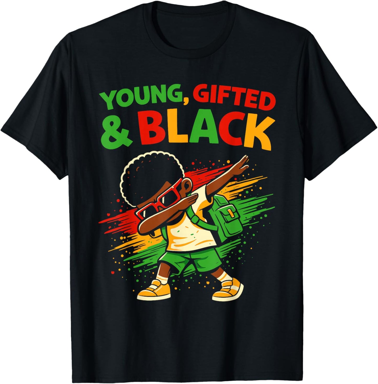 Kids African Attire Melanin Black History Dab Boys Young T-Shirt - T-Shirt | Black