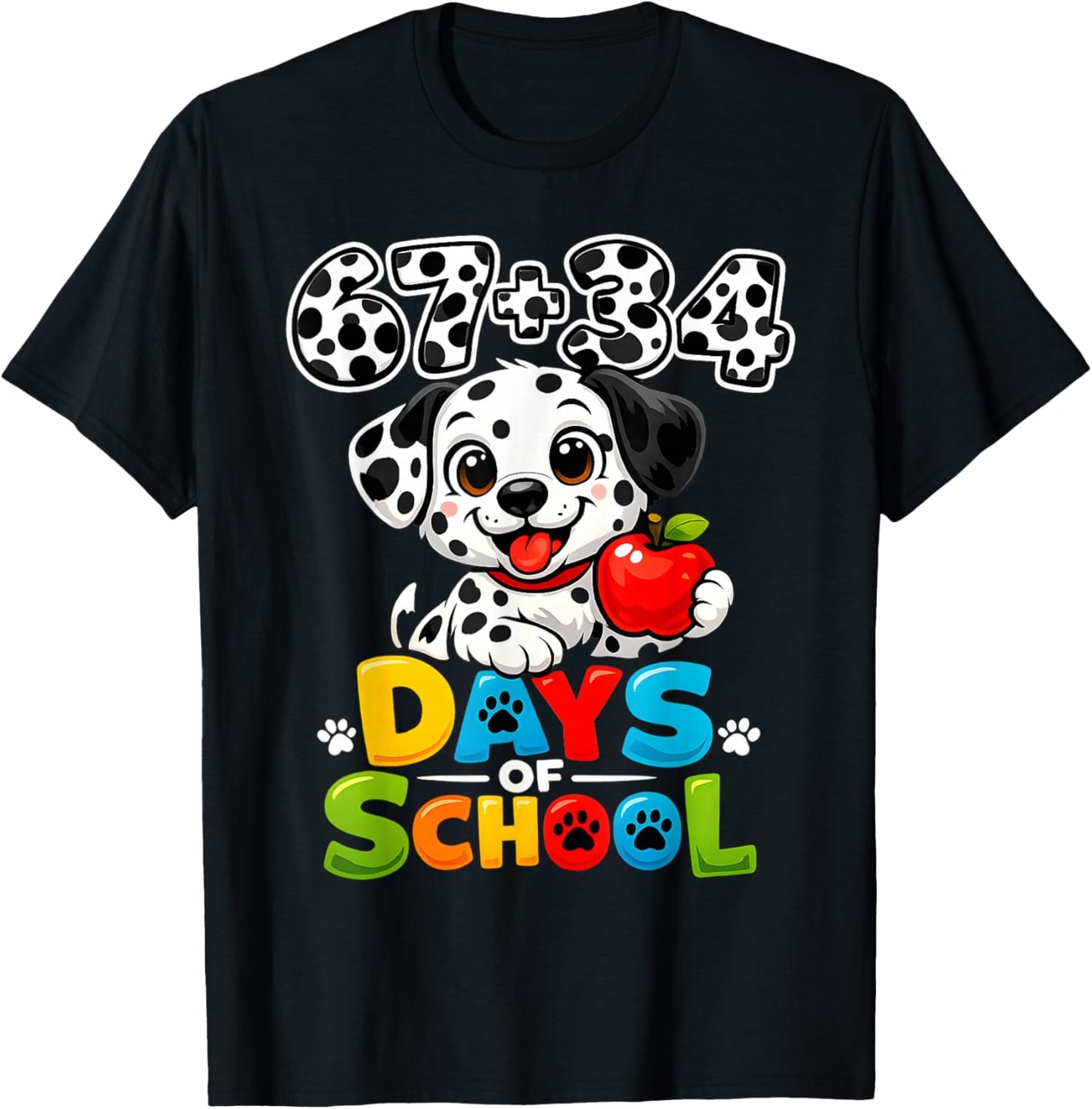 67 34 Days of School Dog 101 Days of School 100th Days Boys T-Shirt - T-Shirt | Black