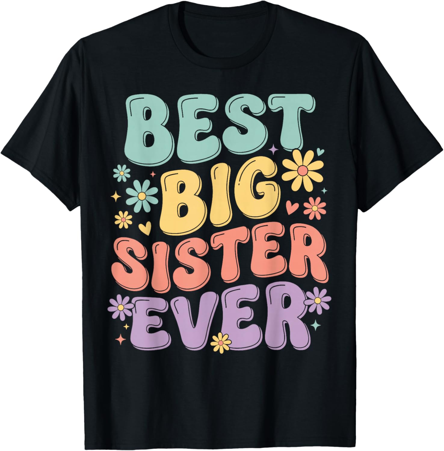 Girls Baby Announcements Cute Big Sister T-Shirt - T-Shirt | Black