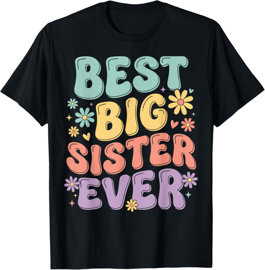 Girls Baby Announcements Cute Big Sister T-Shirt - T-Shirt | Black
