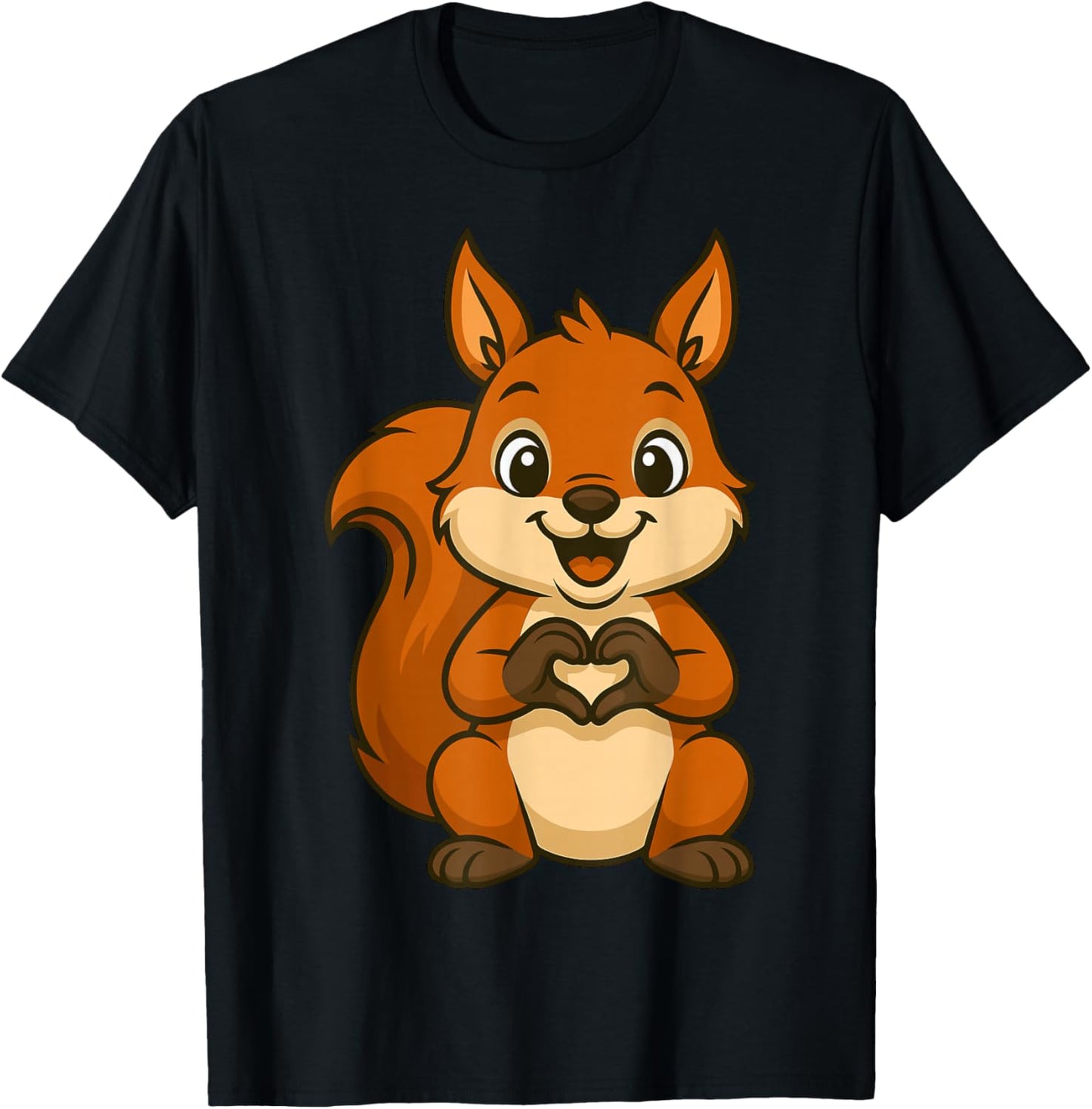Squirrel Doing Heart with Hands Valentines Day T-Shirt - T-Shirt | Black