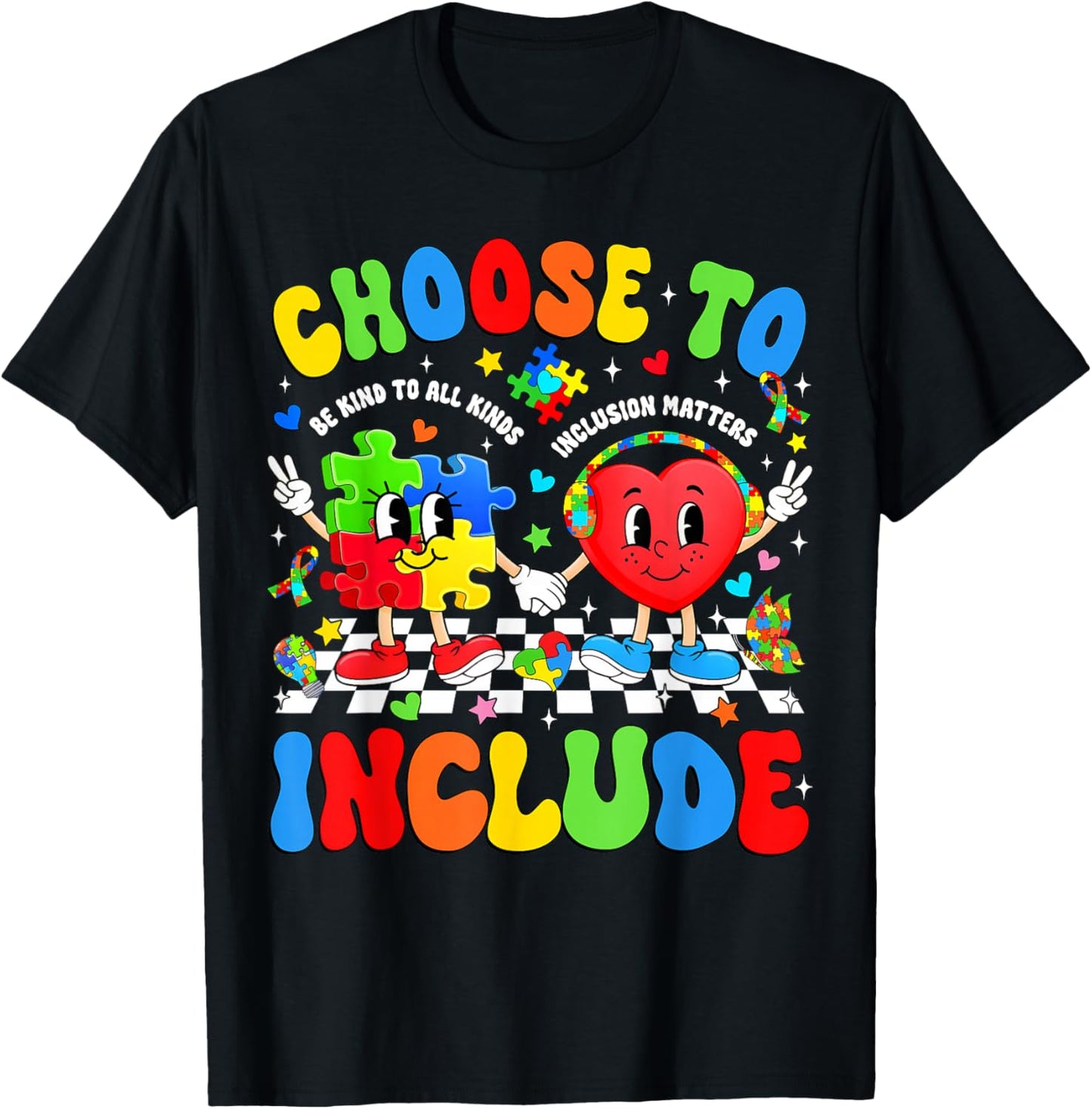 Choose to Include Inclusion Matters Autism Awareness Teacher T-Shirt - T-Shirt | Black