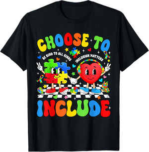 Choose to Include Inclusion Matters Autism Awareness Teacher T-Shirt - T-Shirt | Black