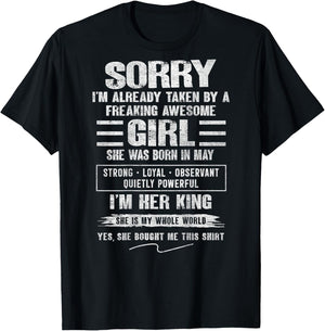 I'm Taken by Freaking Awesome Girl Born in May On Back T-Shirt - T-Shirt | Black