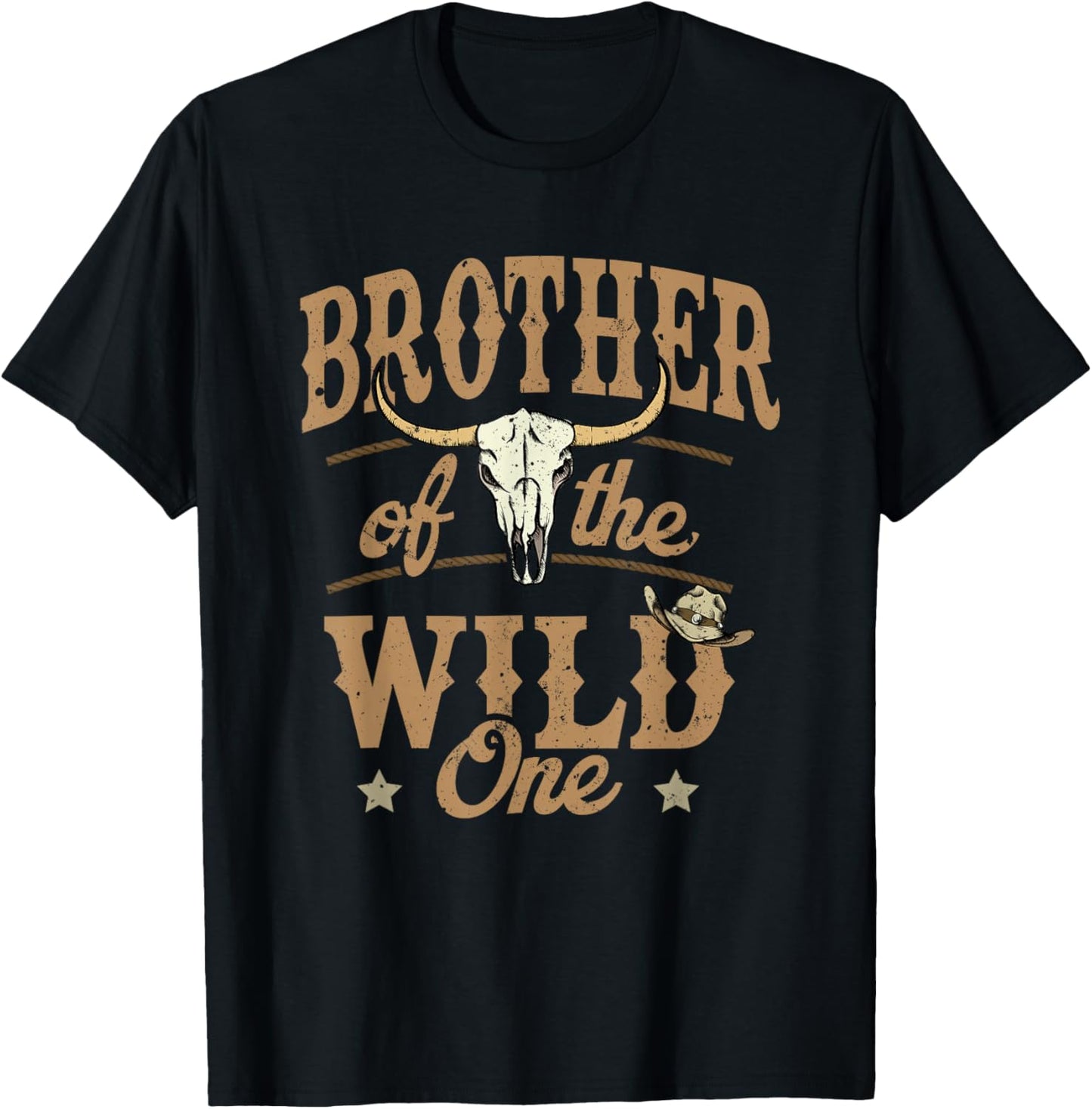 Brother of The Wild One Cowboy Western Rodeo Party Matching T-Shirt - T-Shirt | Black