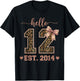 Hello Twelve EST 2014 12th Birthday Coquette 12 Year Leopard T-Shirt - T-Shirt | Black