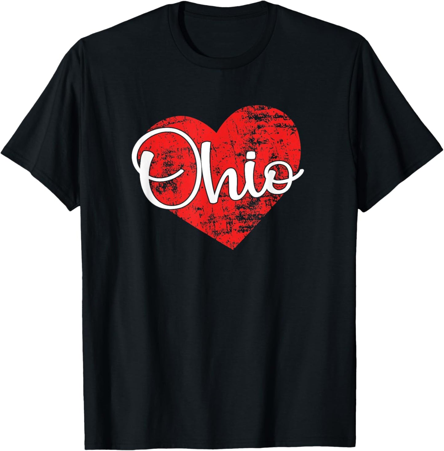 Ohio Love Cool Grunge Heart Fun Ohio Pride T-Shirt - T-Shirt | Black