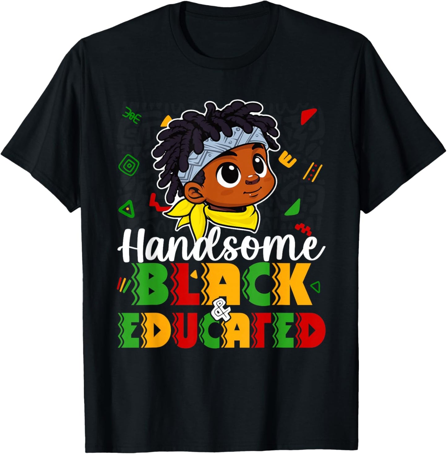 Handsome Black & Educated Black History Month Kids Boys T-Shirt - T-Shirt | Black