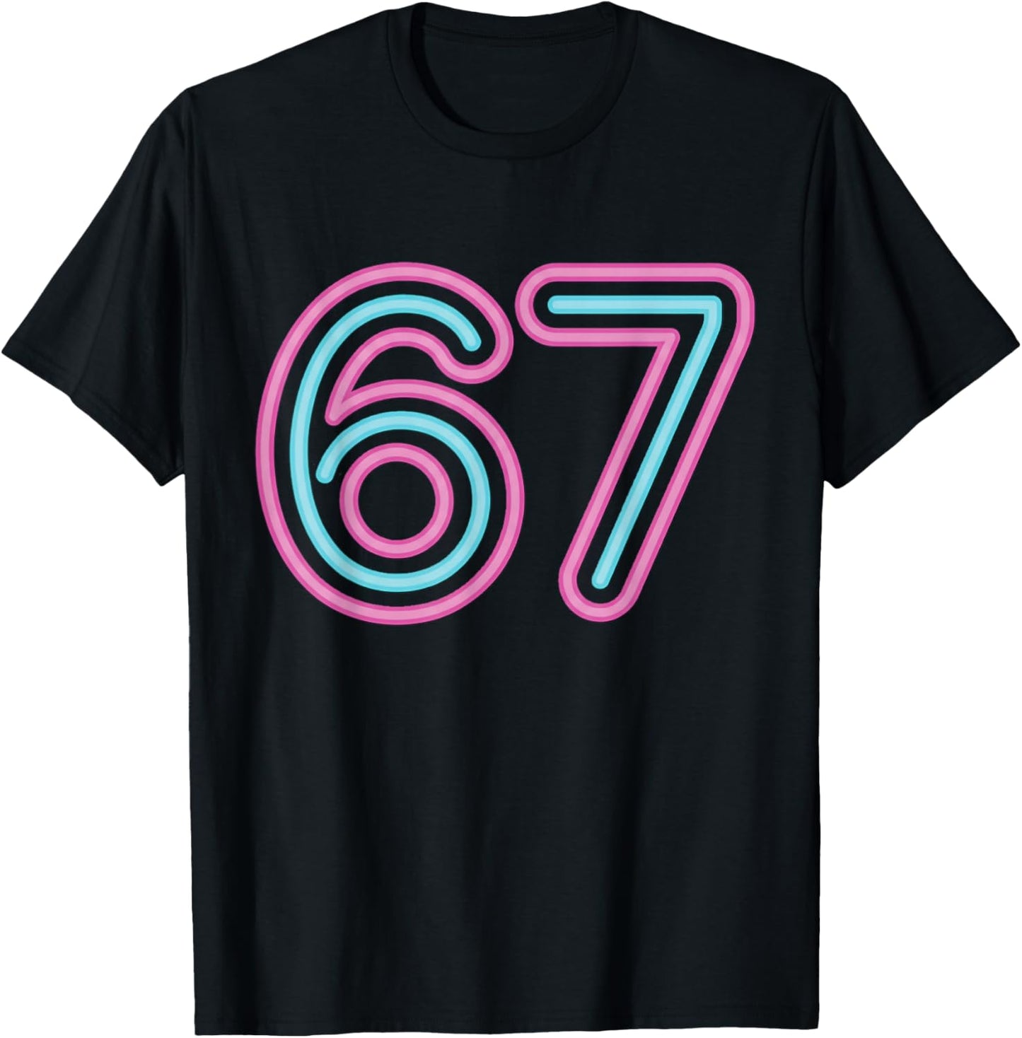 67 Pink and Blue Retro Glow T-Shirt - T-Shirt | Black
