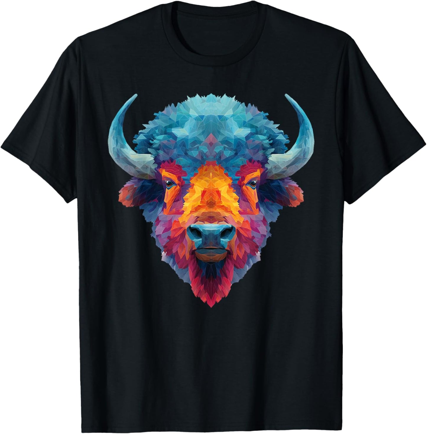 Bison Buffalo Colorful Art Graphic T-Shirt - T-Shirt | Black