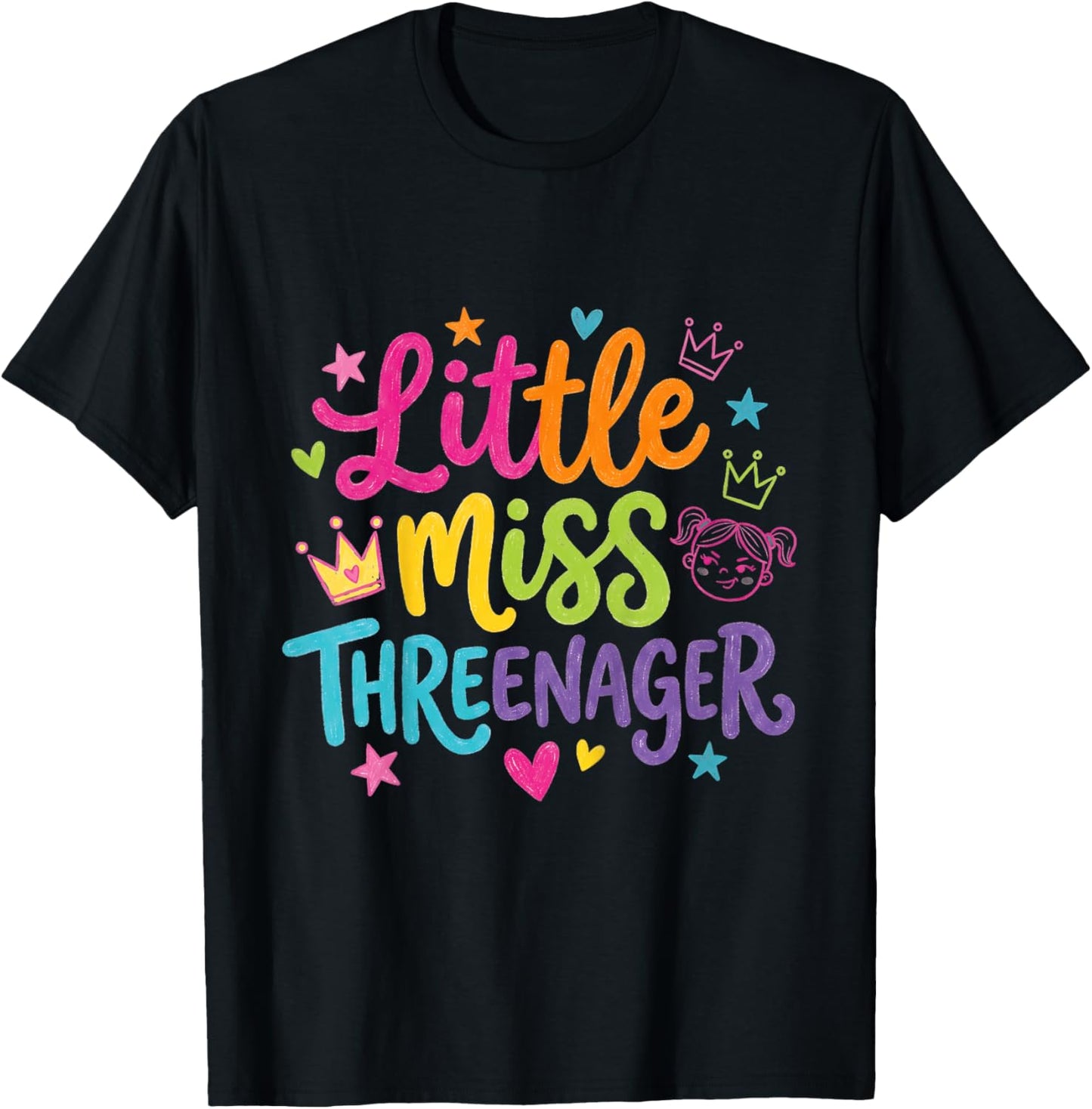3rd Birthday Girl Sassy Toddler Little Miss Threenager T-Shirt - T-Shirt | Black
