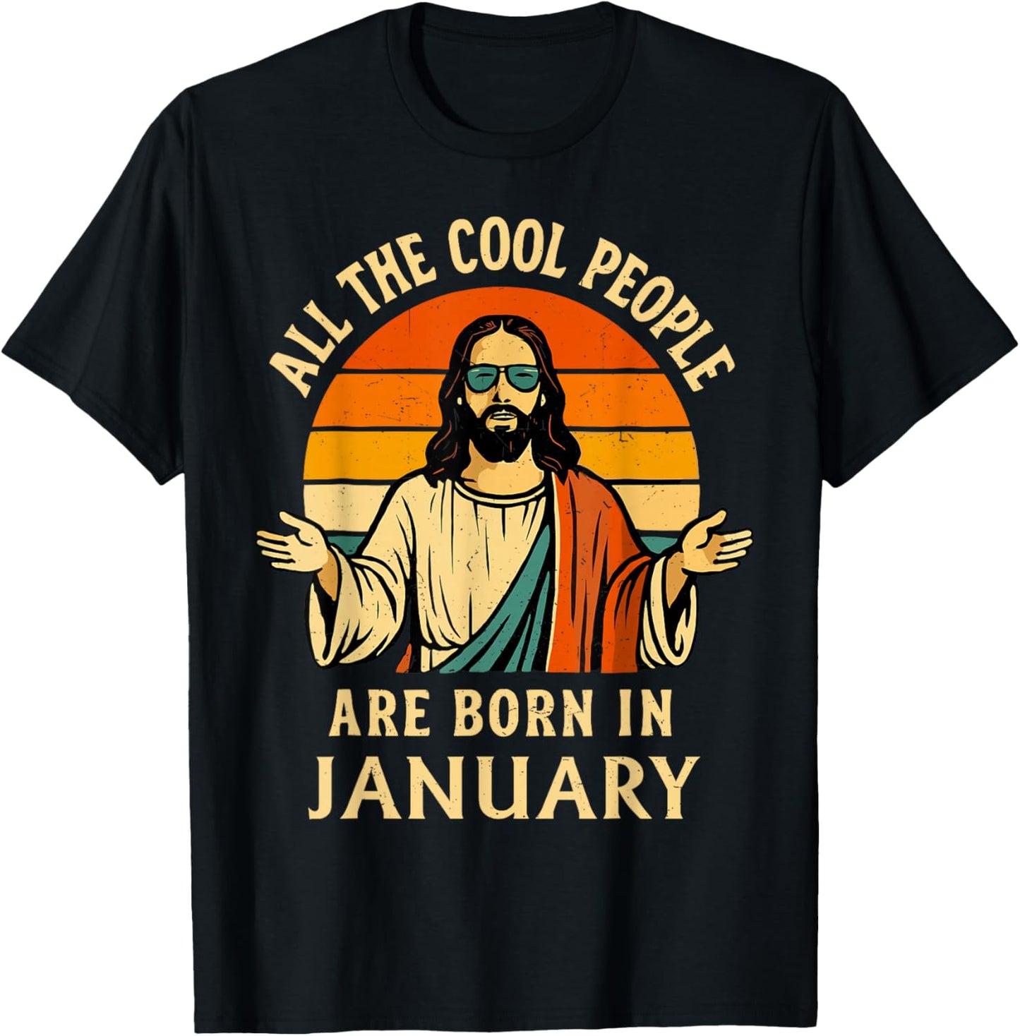 Vintage Cool People are Born in January Christian Birthday T-Shirt - T-Shirt | Black