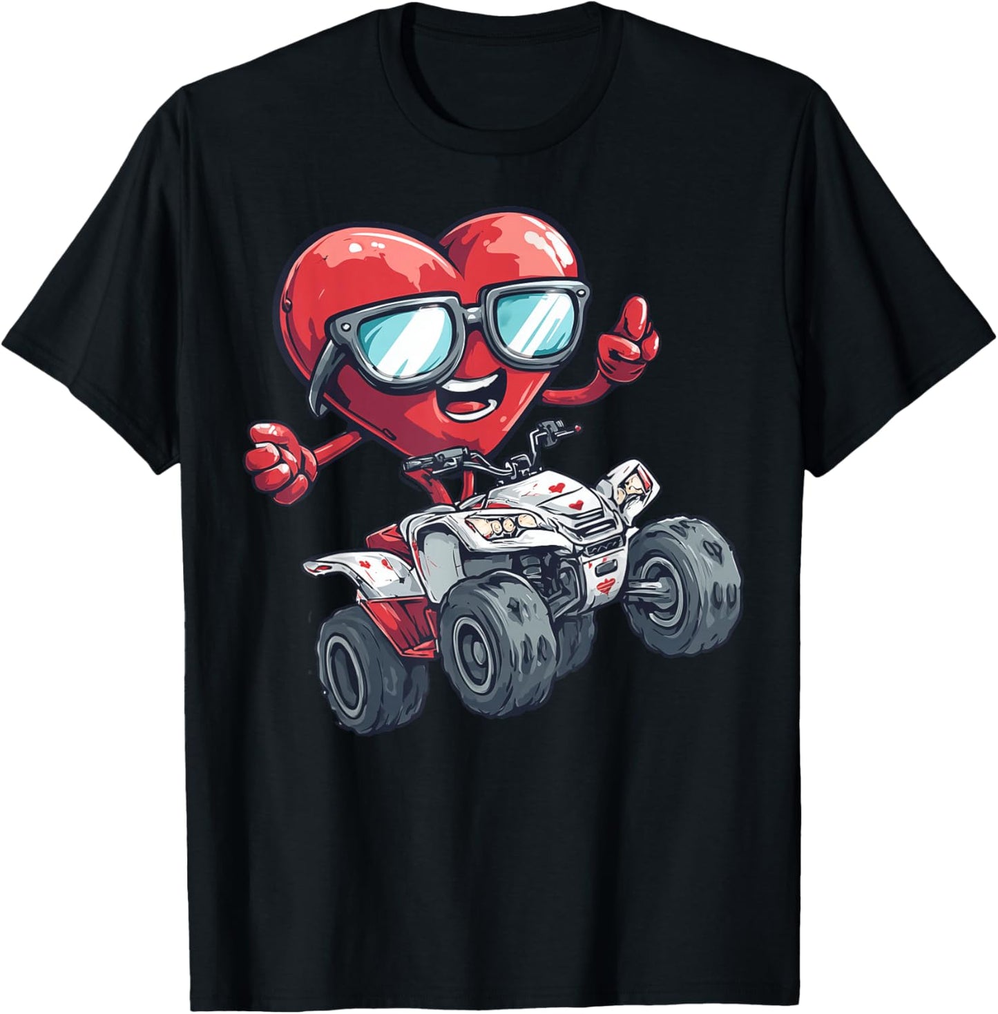 ATV Heart Quad 4 Wheeler Valentine's Day Sunglasses T-Shirt - T-Shirt | Black