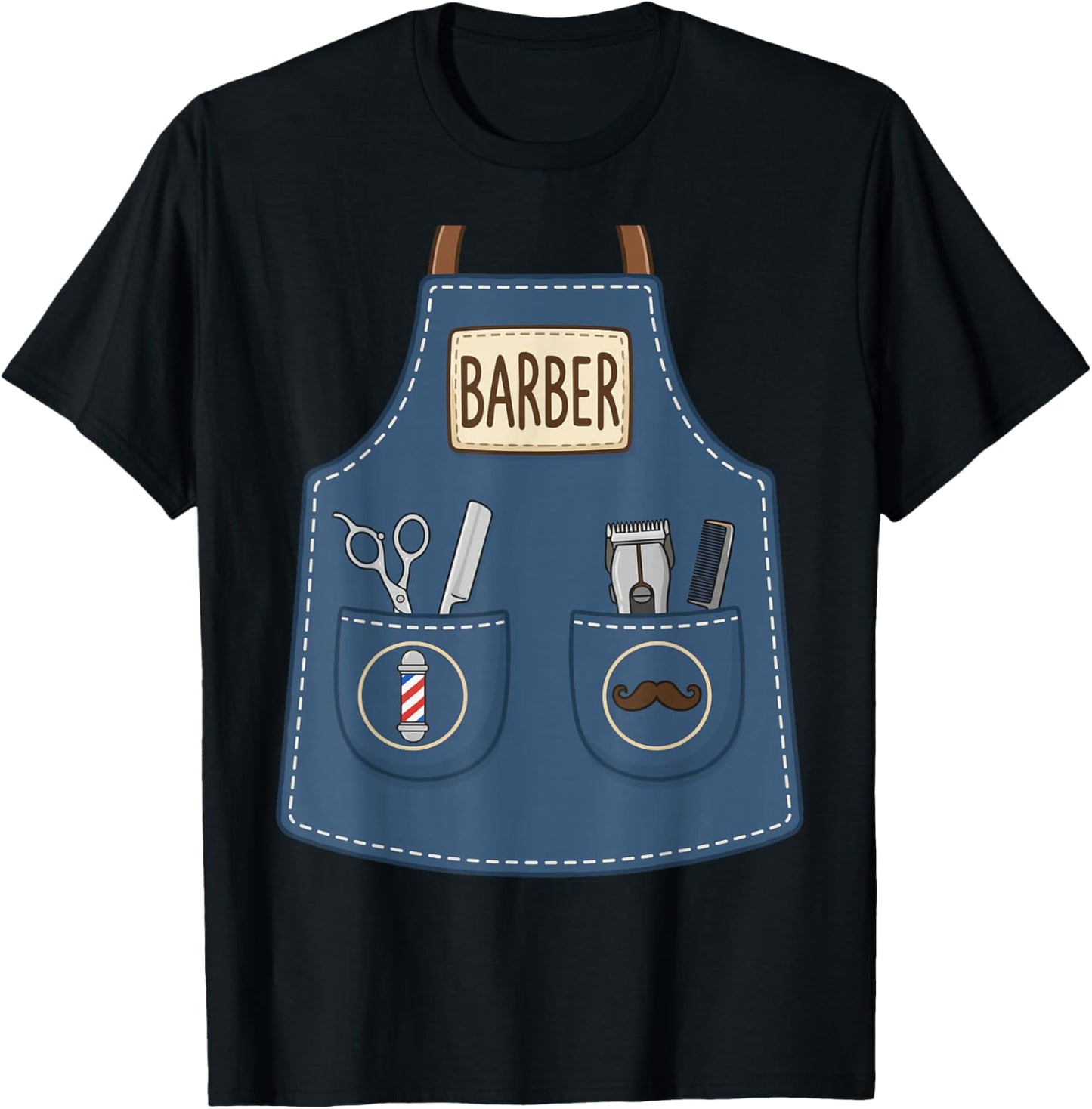 Barber Hair Stylist Funny Cool Apron Barbershop Costume T-Shirt - T-Shirt | Black