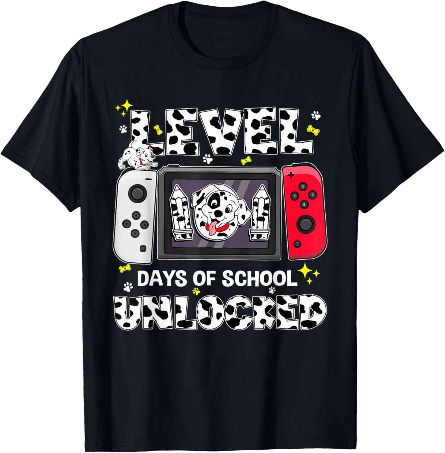 Level Unlocked 101 Days School Game Controller 100 Days T-Shirt - T-Shirt | Black