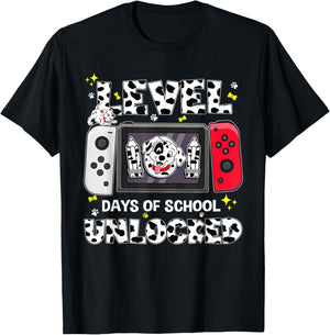 Level Unlocked 101 Days School Game Controller 100 Days T-Shirt - T-Shirt | Black