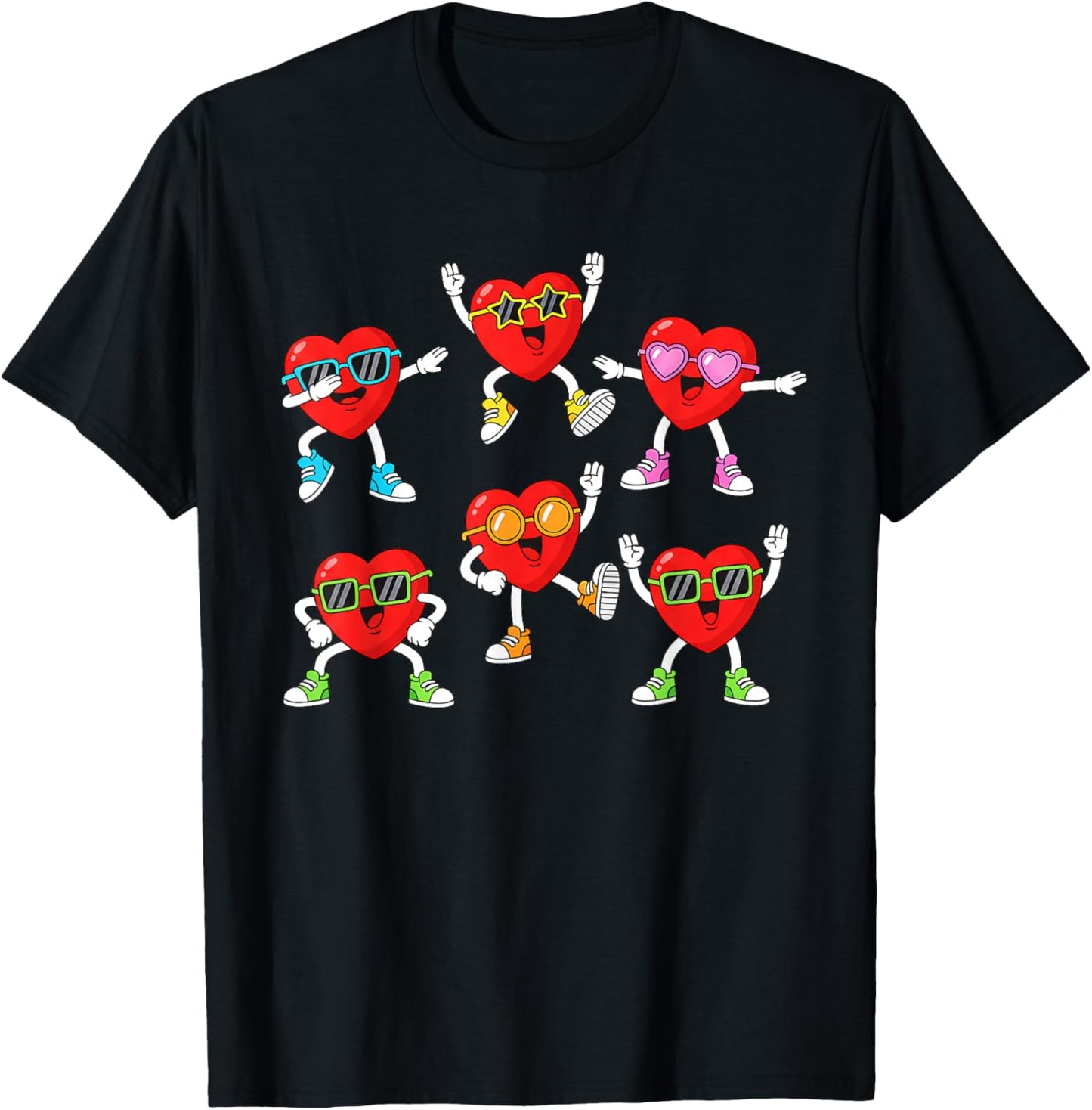 Funny Hearts Valentines Day for Teens Kids Boys Girls T-Shirt - T-Shirt | Black