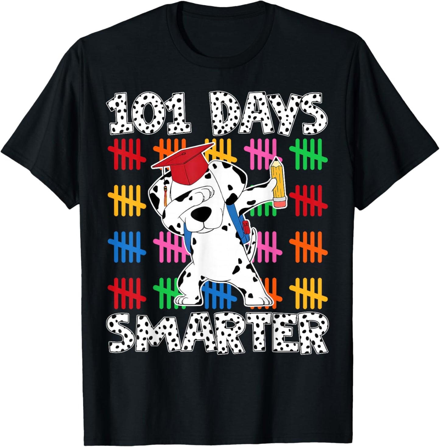 100 Days of School Smarter Dabbing Dalmatian Dog Boys Kids T-Shirt - T-Shirt | Black