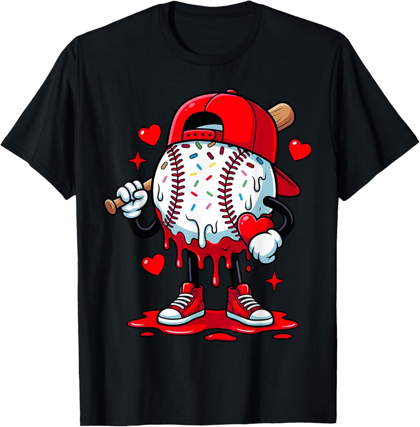 Baseball Drip Icecream Apparel Youth Boy Valentine T-Shirt - T-Shirt | Black