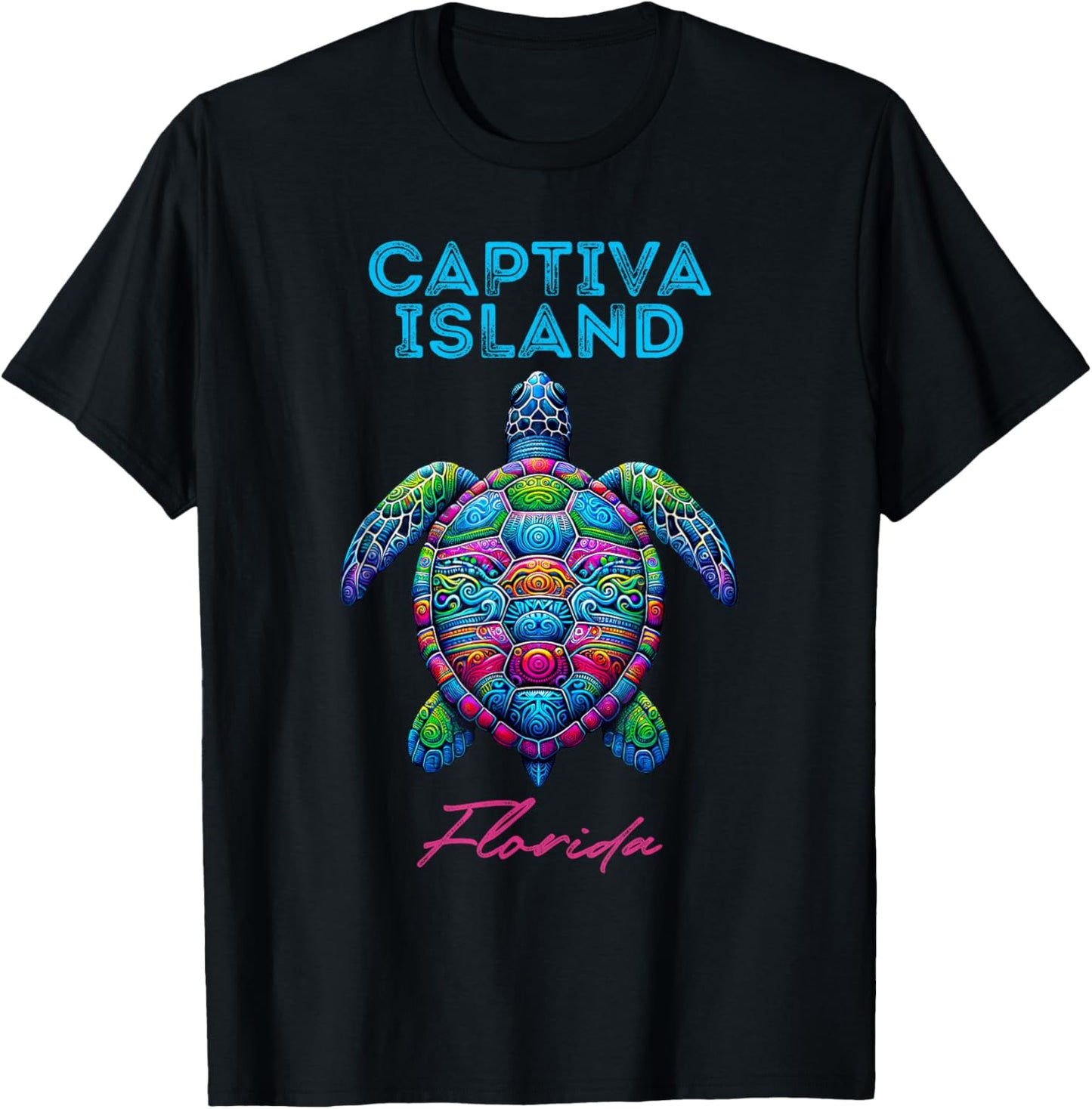 Captiva Island Florida Tribal Beach Sea Turtle T-Shirt - T-Shirt | Black