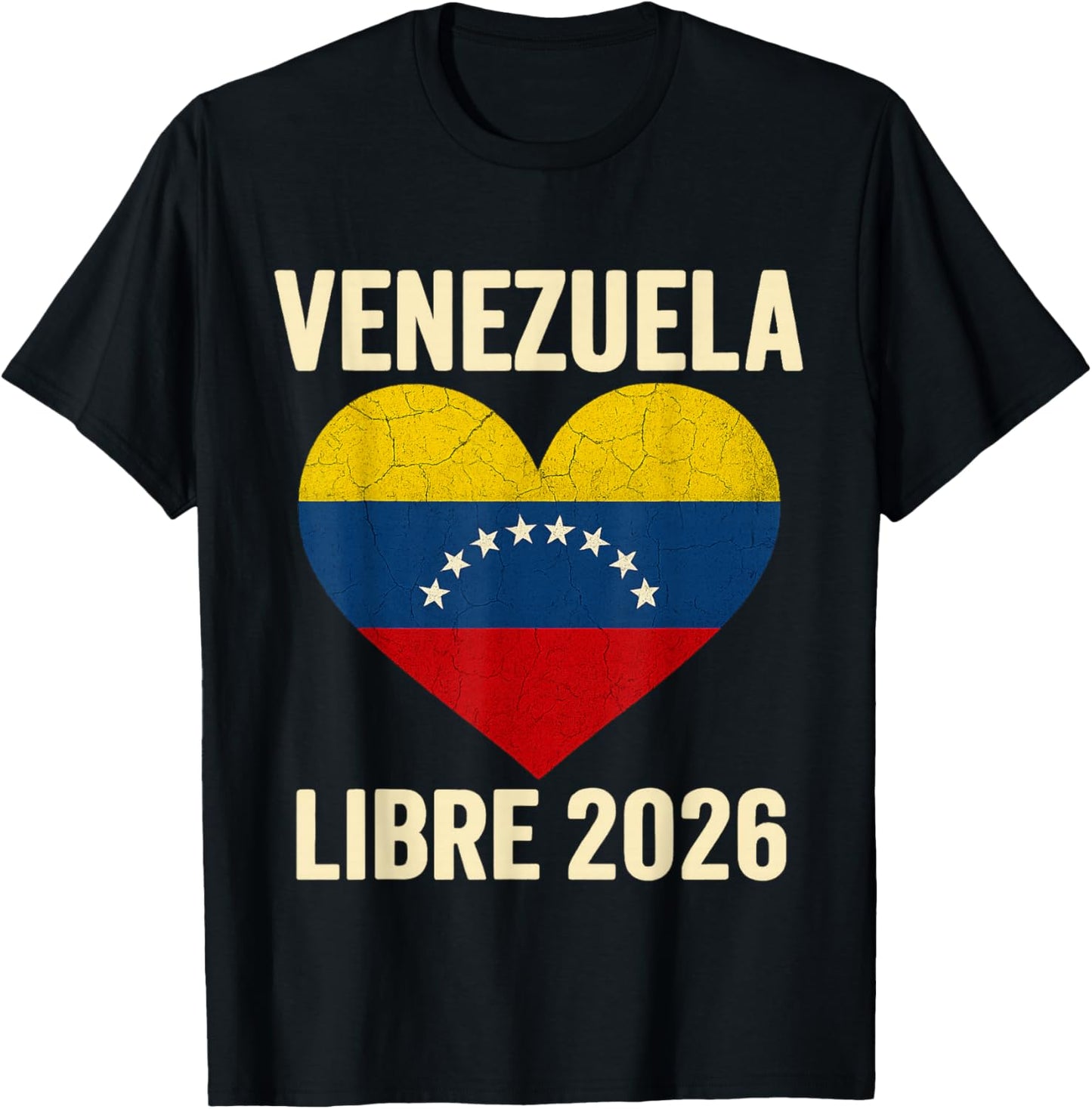 Venezuela Libre 2026 Free Venezuela Heart Flag T-Shirt - T-Shirt | Black