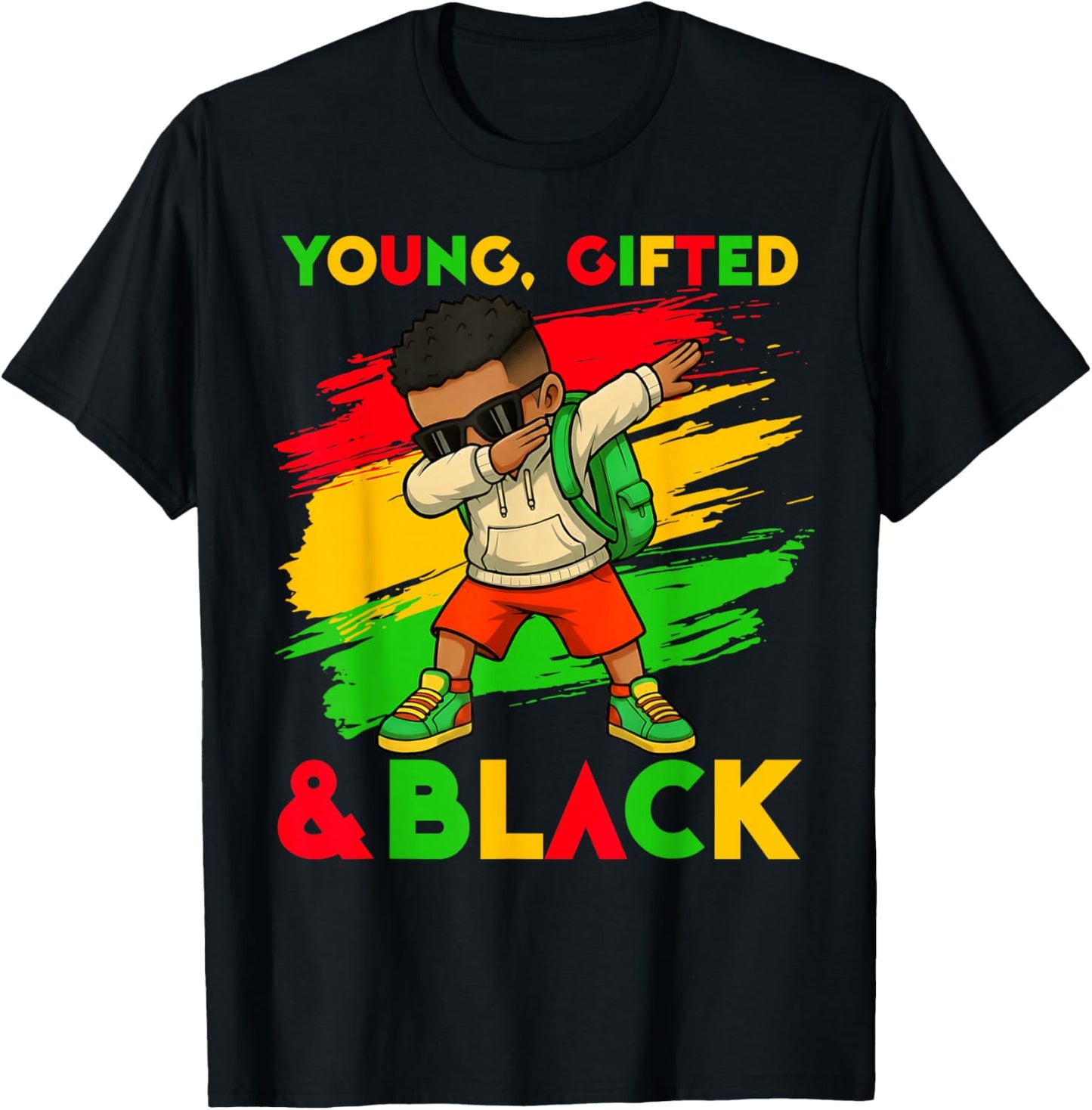 Black History Month Young Gifted & Black Cute Dabbing Boys T-Shirt - T-Shirt | Black