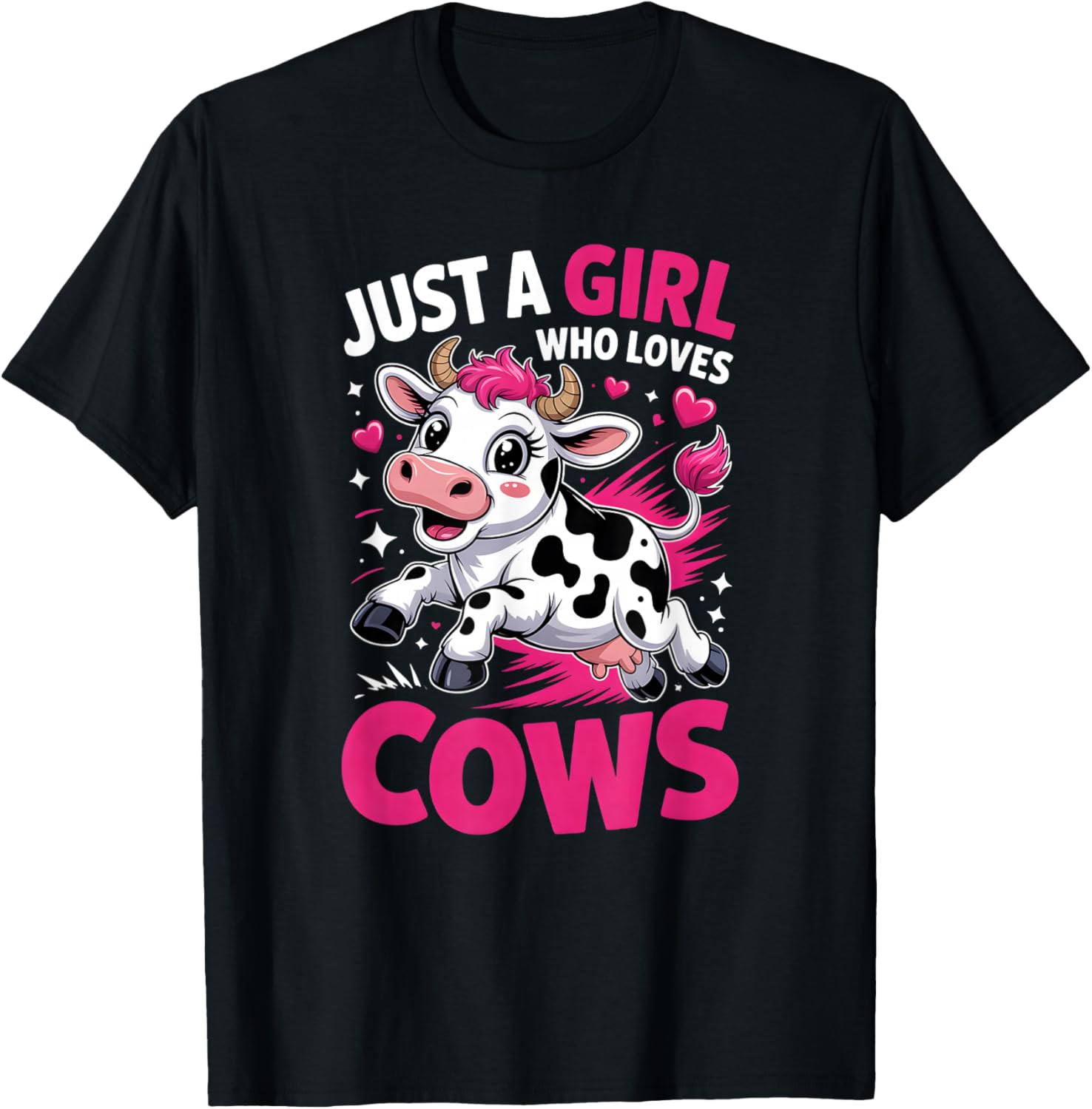 Girls Cow T-Shirt - T-Shirt | Black