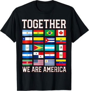 Together We are America Flags T-Shirt - T-Shirt | Black