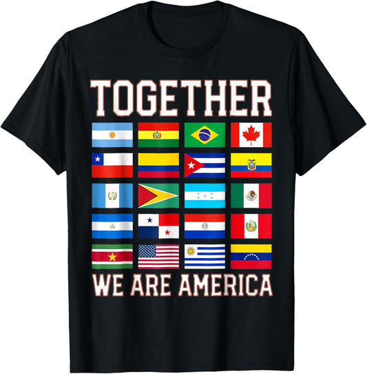 Together We are America Flags T-Shirt - T-Shirt | Black
