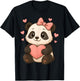 Panda with Heart and Bow Kawaii Graphic Women Girls T-Shirt - T-Shirt | Black
