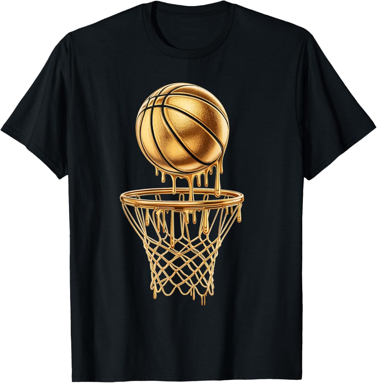 Gold Dripping Basketball Sport Men Boys Youth Kid Basketball T-Shirt - T-Shirt | Black