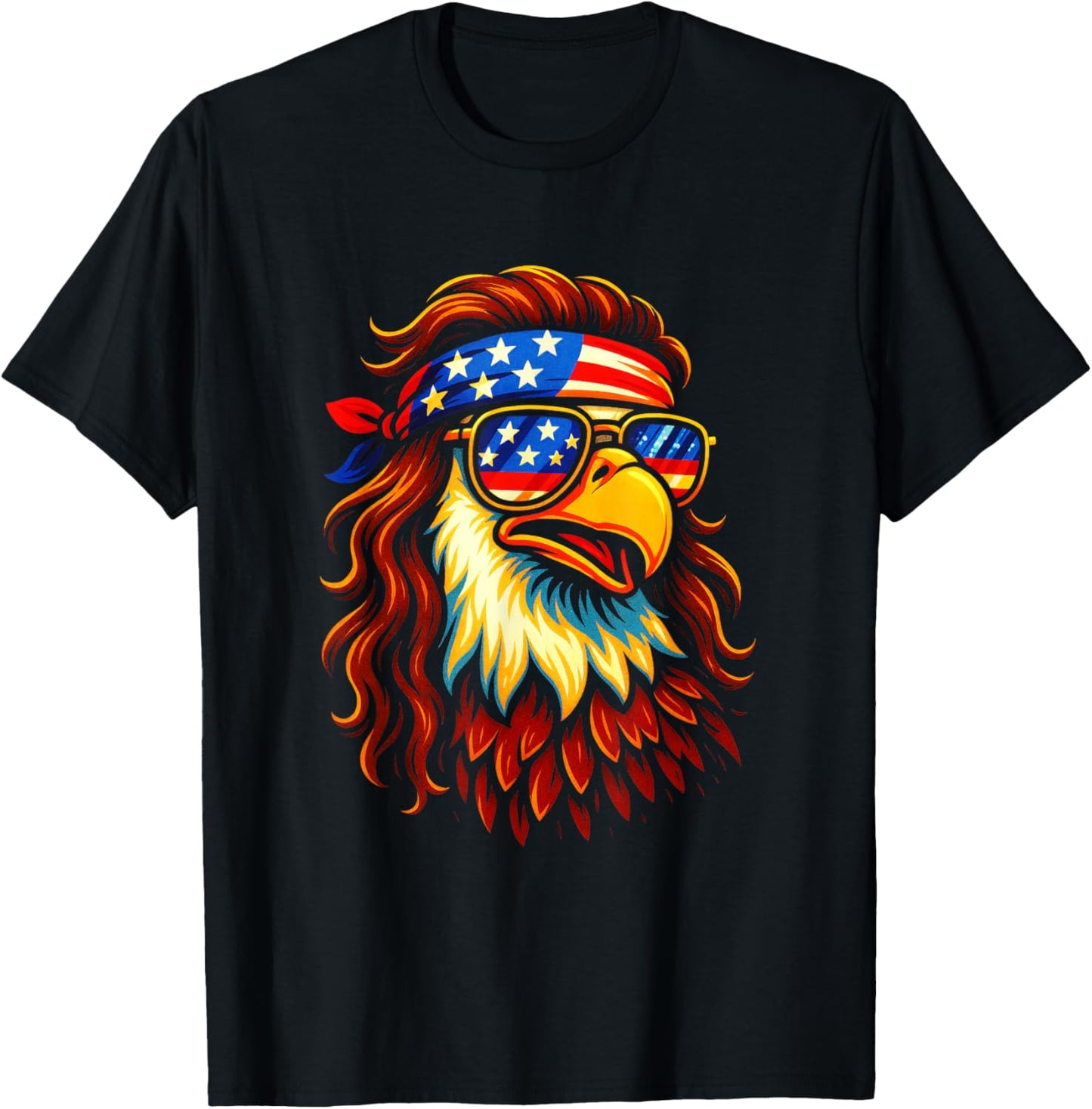 Bald Eagle USA - Patriotic Mullet Flag T-Shirt - T-Shirt | Black