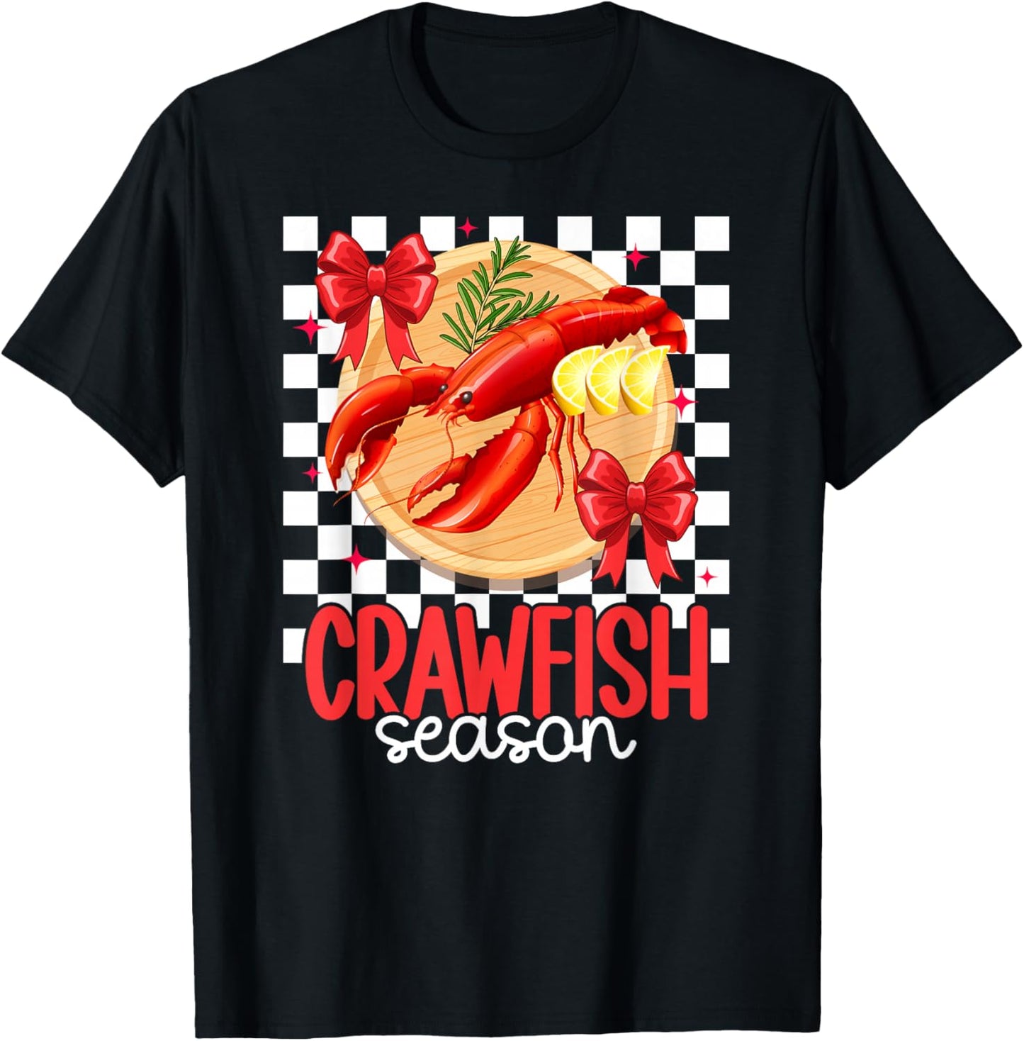 Crawfish Season Coquette Crawfish Boil Crawfish Lover T-Shirt - T-Shirt | Black