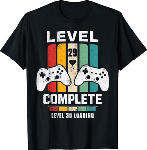 Vintage 29th Wedding Anniversary Him Her Level 29 Complete T-Shirt - T-Shirt | Black