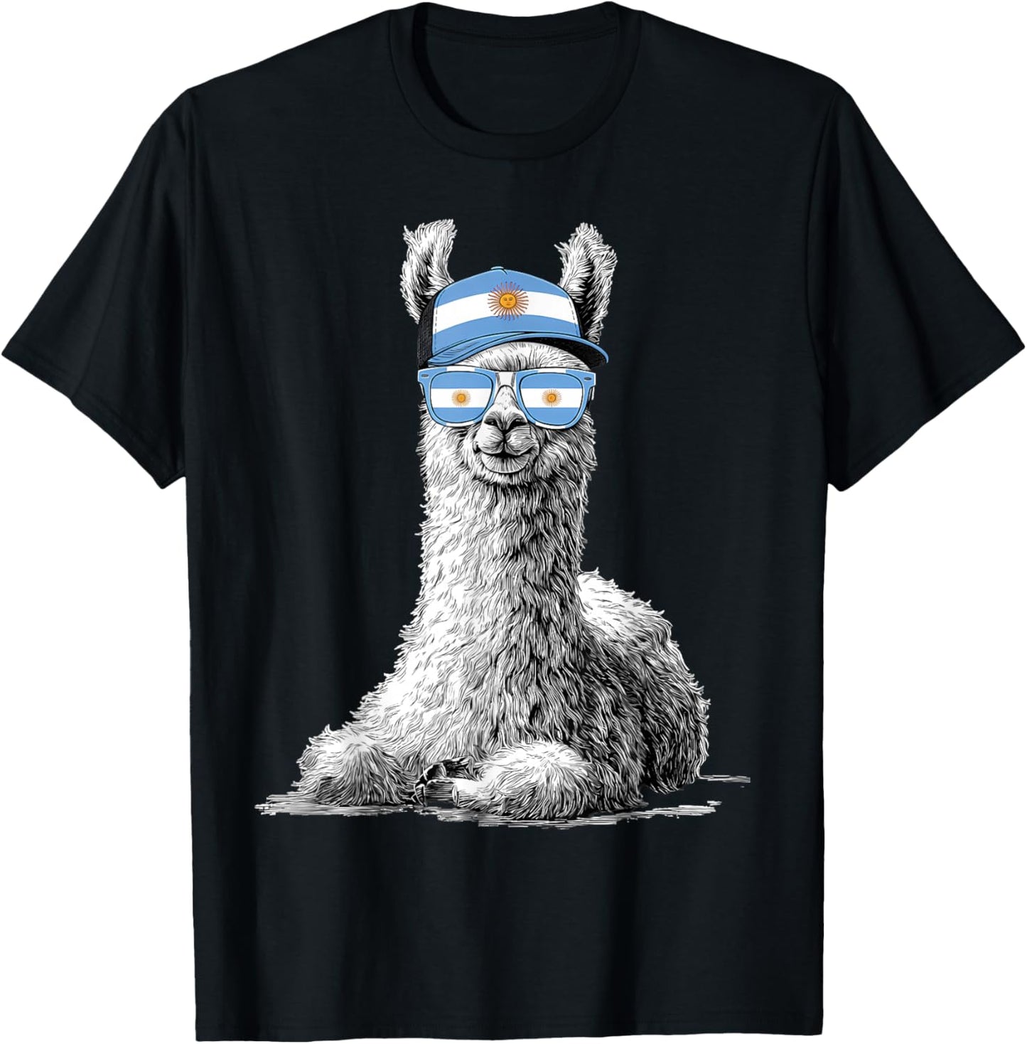 Argentina Llama Alpaca Argentinian Flag T-Shirt - T-Shirt | Black