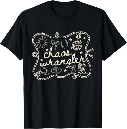Chaos Coordinator Wrangler Western Teacher Admin Assistant T-Shirt - T-Shirt | Black