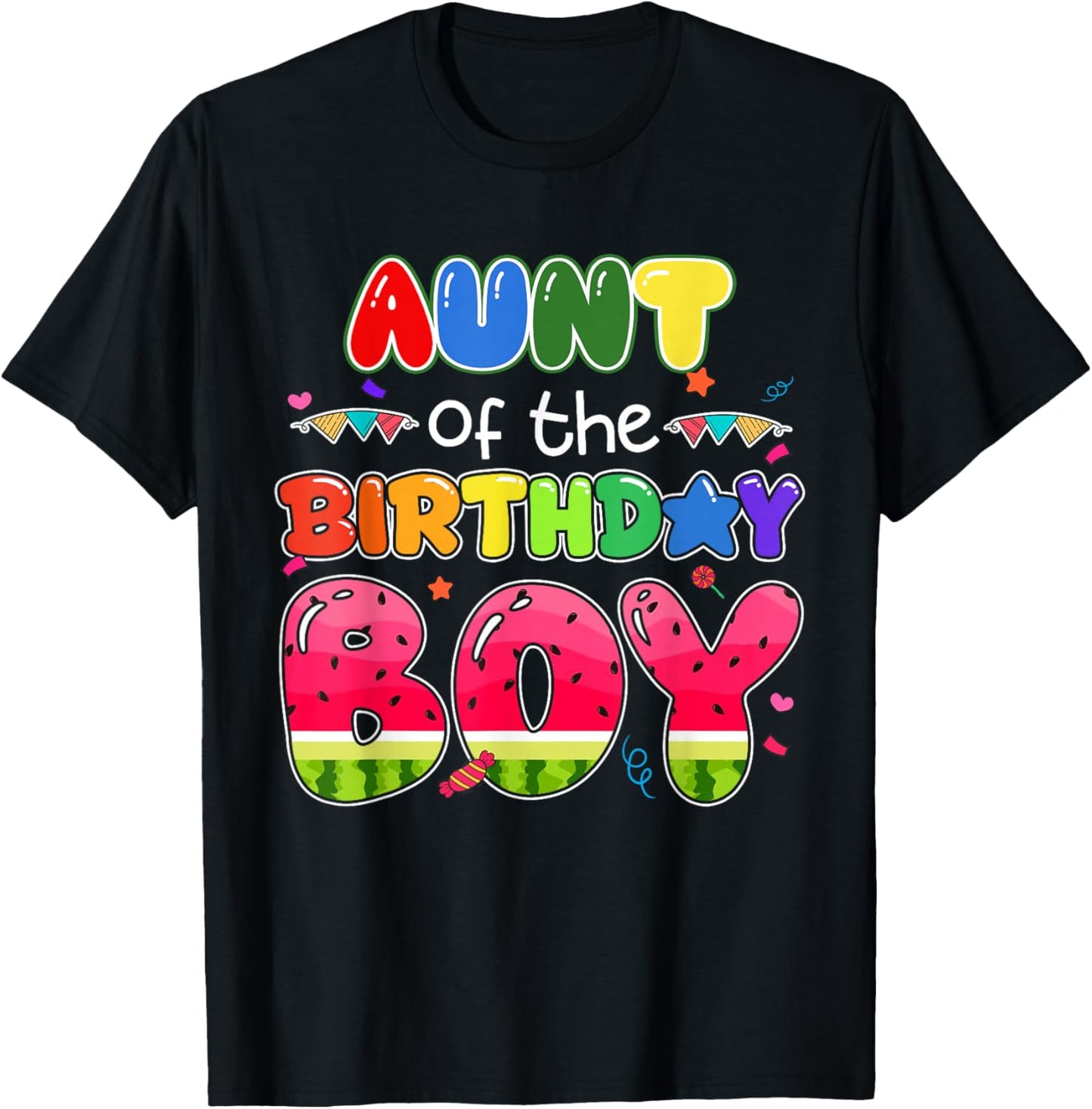 Aunt of The Birthday Boy Melon Family Matching Funny T-Shirt - T-Shirt | Black