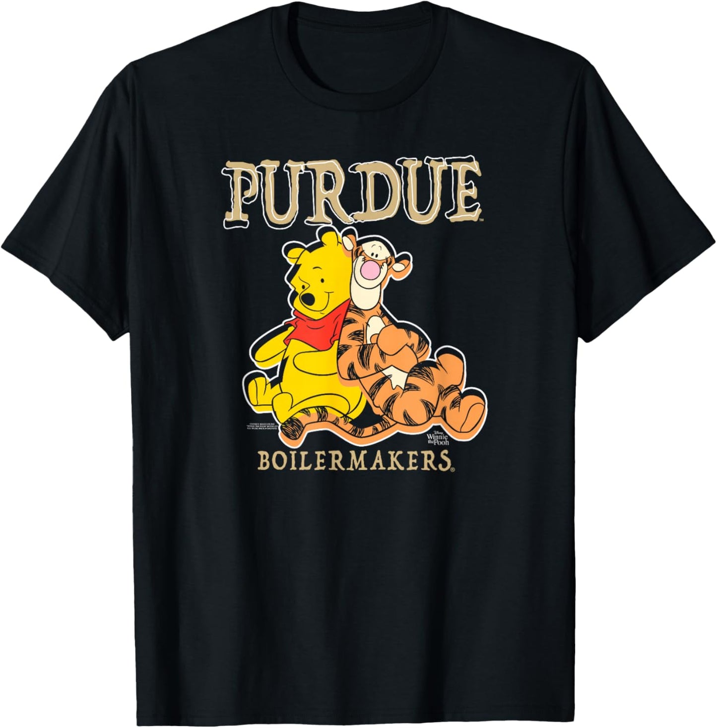 Purdue Boilermakers Winnie The Pooh and Tigger Black T-Shirt - T-Shirt | Black