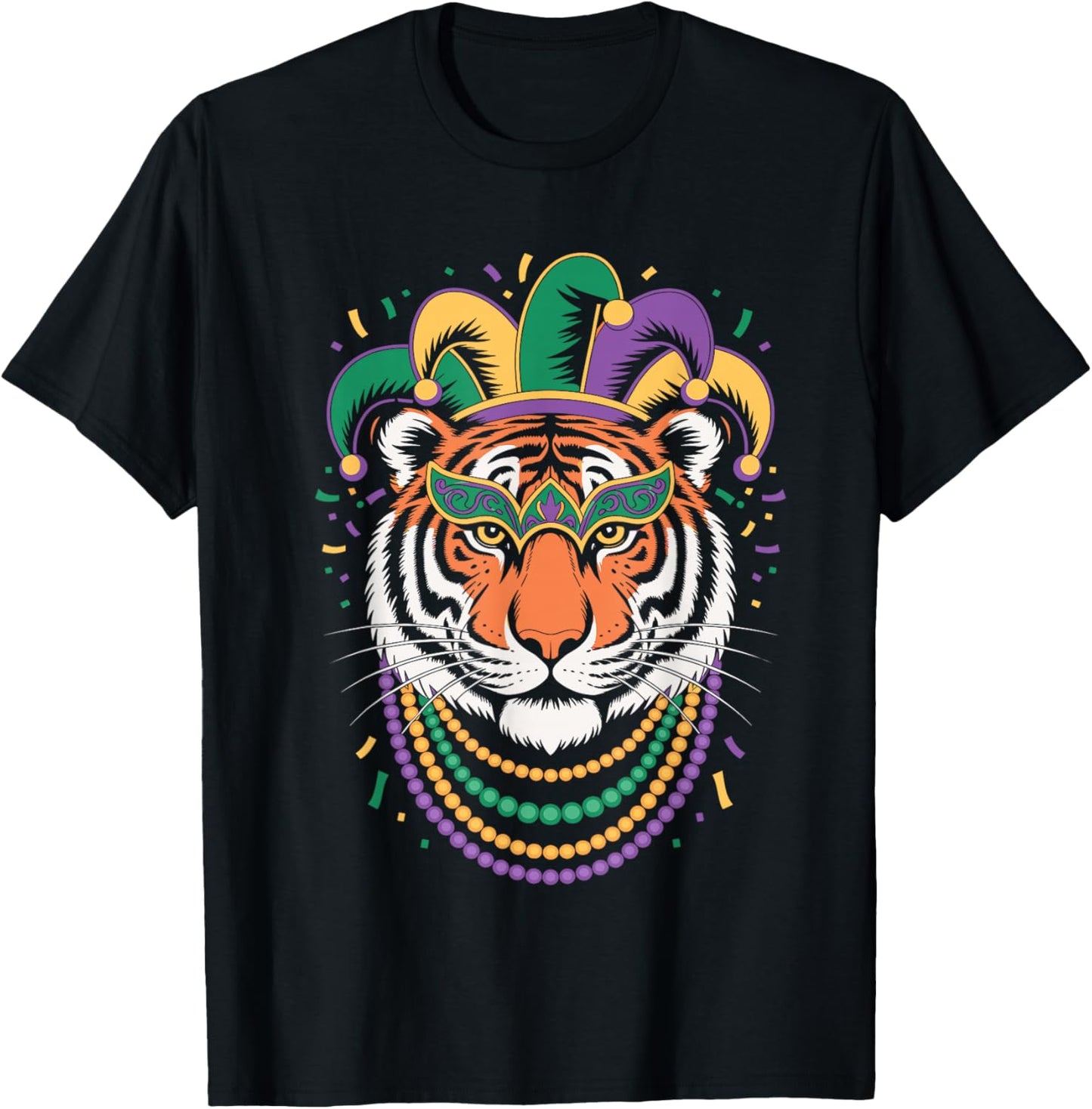 Tiger Mardi Gras Carnival Animal Tiger Face Lover T-Shirt - T-Shirt | Black