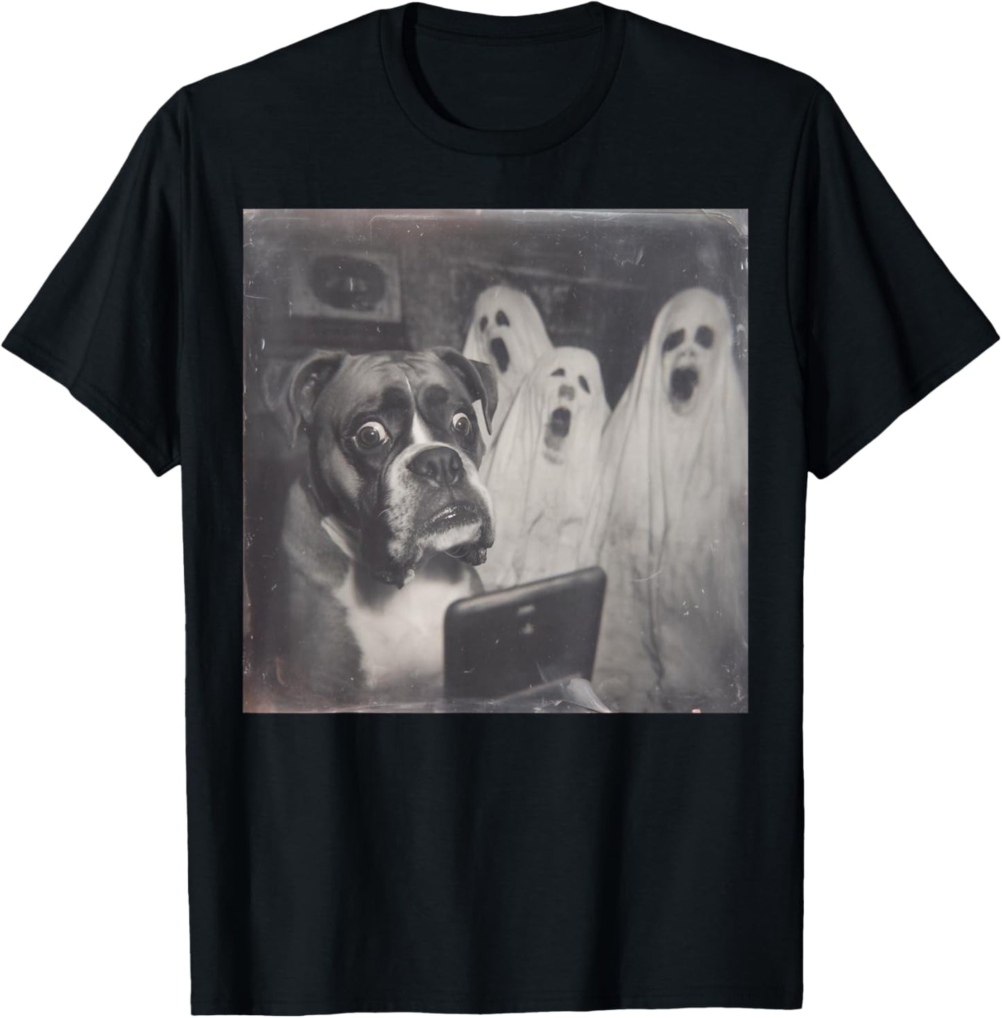 Boxer Ghost Funny Halloween, Scary Dog Spooky Season T-Shirt - T-Shirt | Black